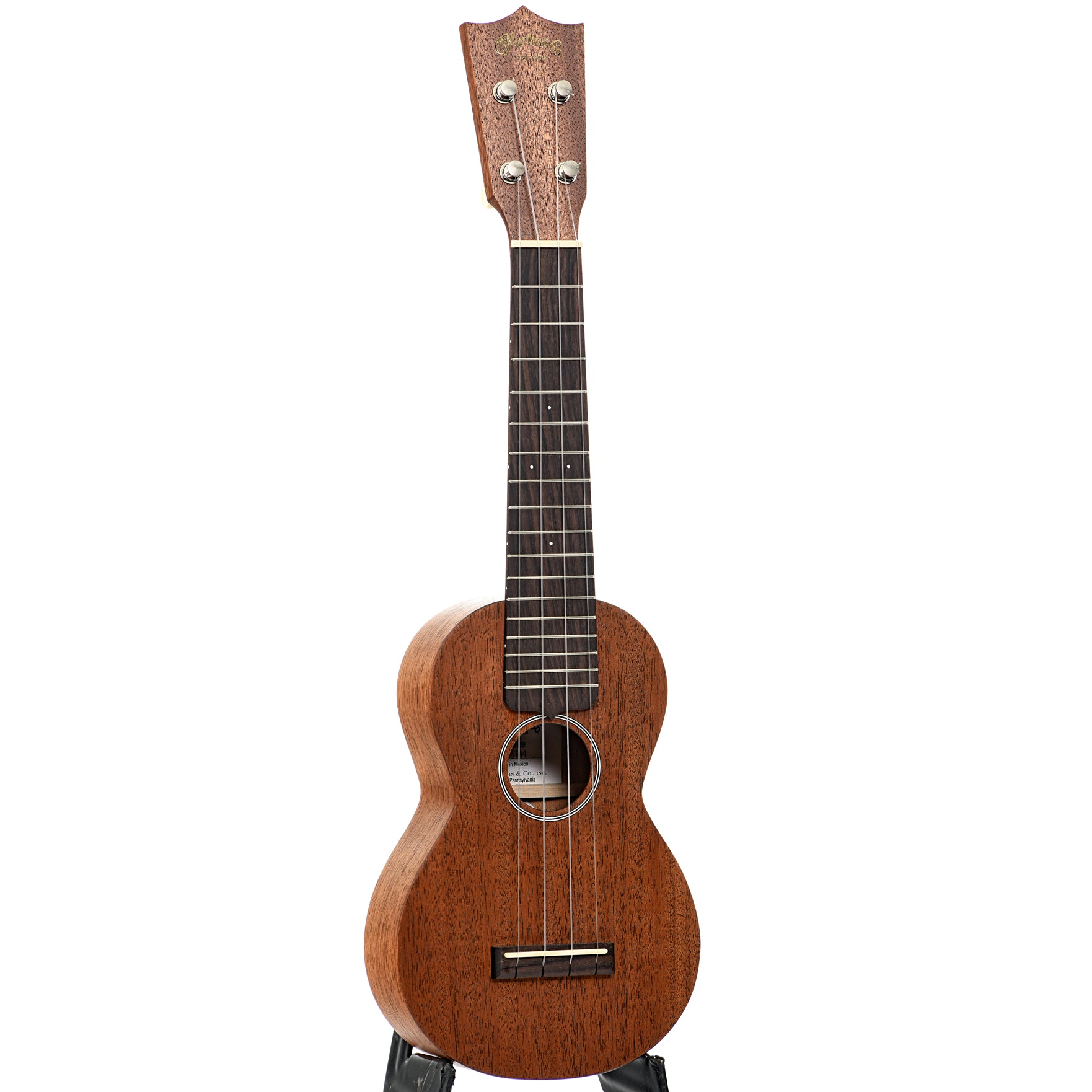 Full front and side of Martin S1 Uke, Soprano Mahogany Ukulele