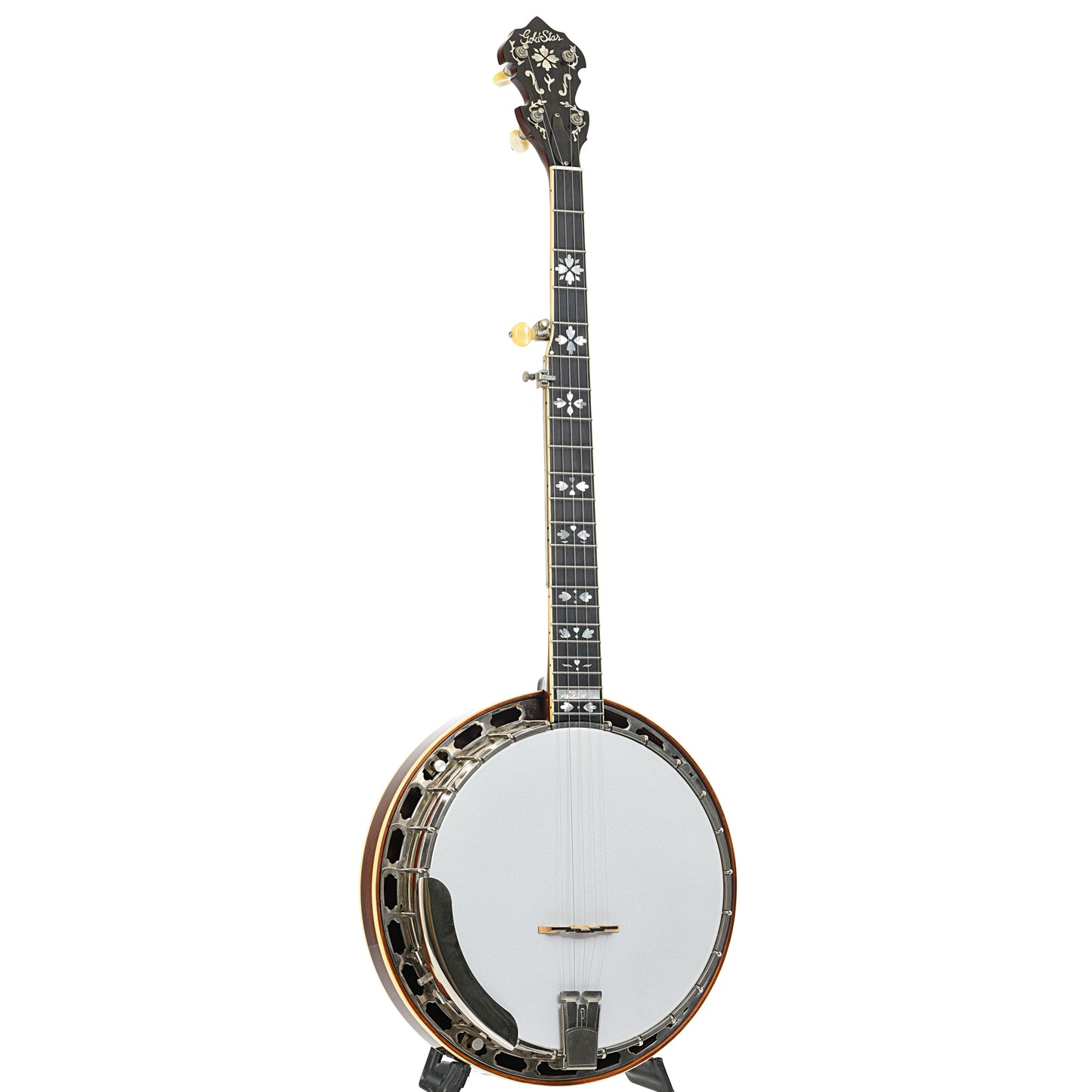 Full front and side of Gold Star GF100HF Banjo