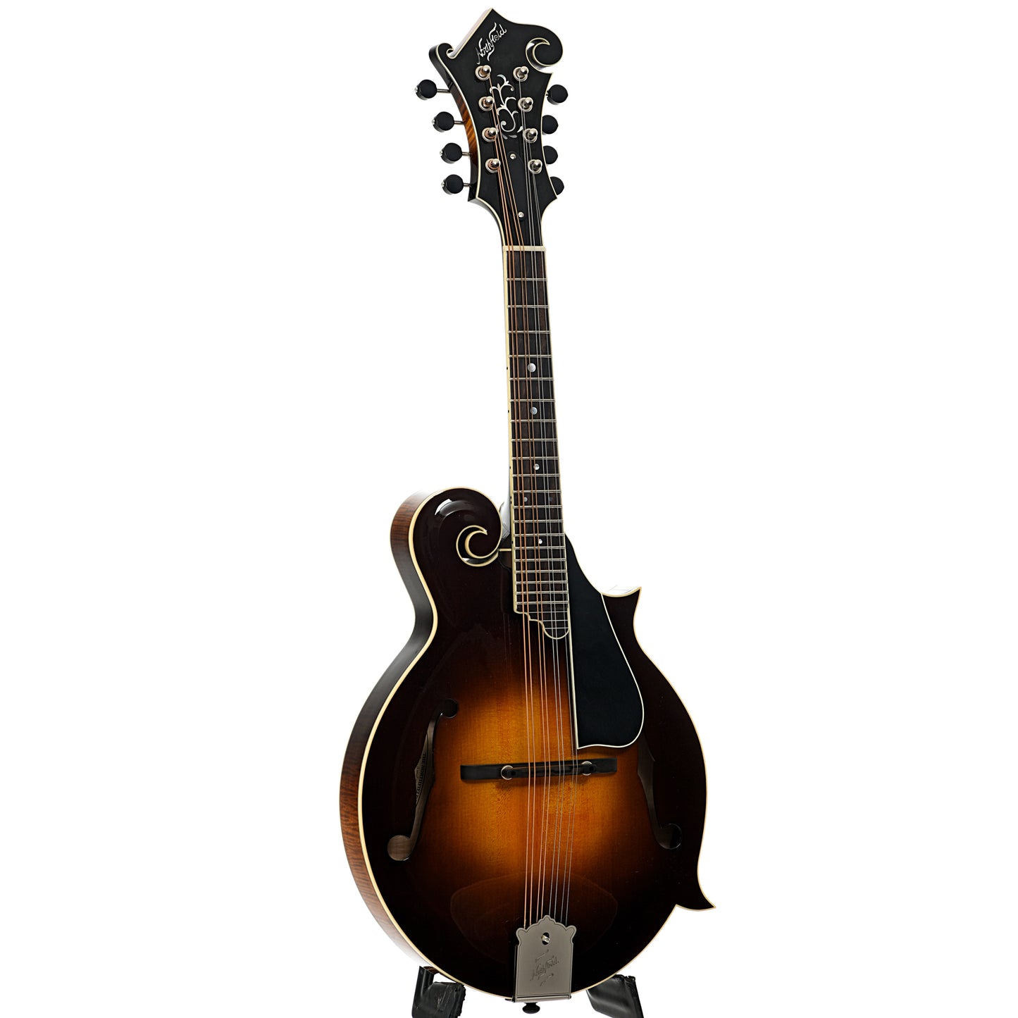 Full front and side of Northfield Workshop NFB-F5AWN Master Model Big Mon Mandolin, Wide Nut