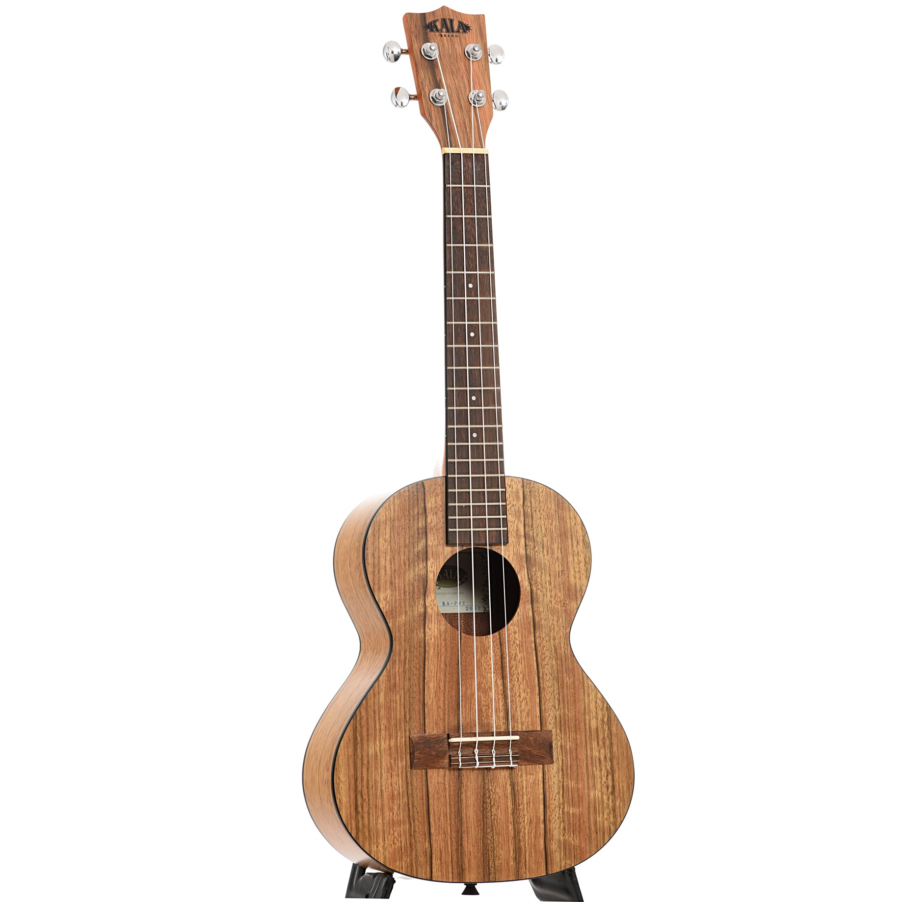 Full front and side of Kala KA-PWT Pacific Walnut Series Ukulele, Tenor (recent)