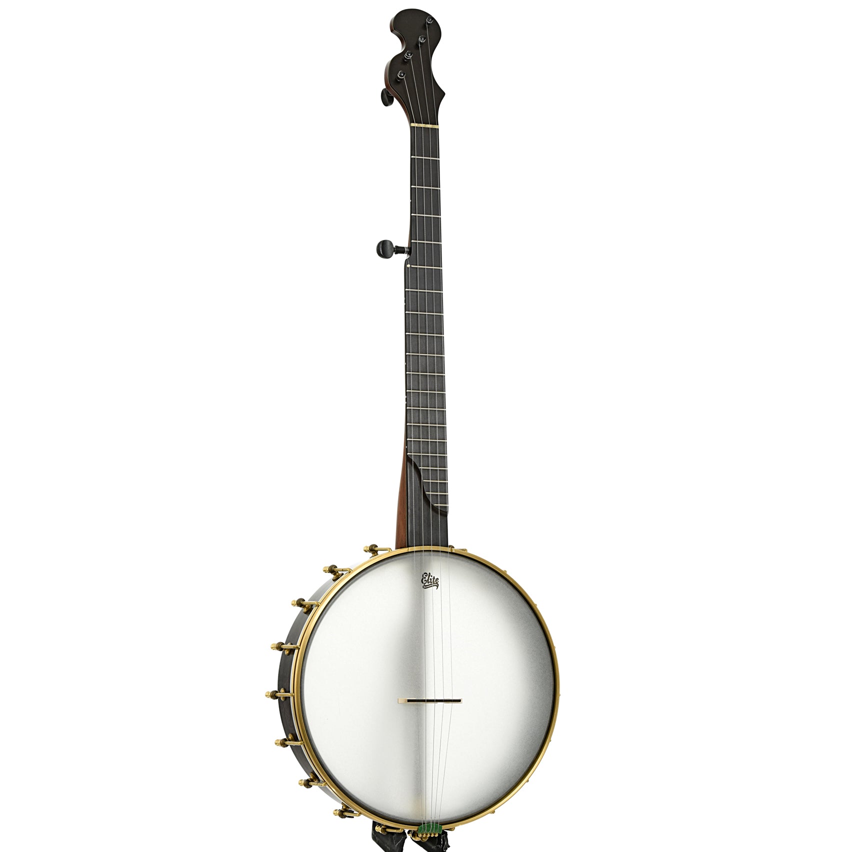 Full front and side of Chuck Lee Lone Star Custom 12" Openback Banjo #865, Integral Wood Tone Ring