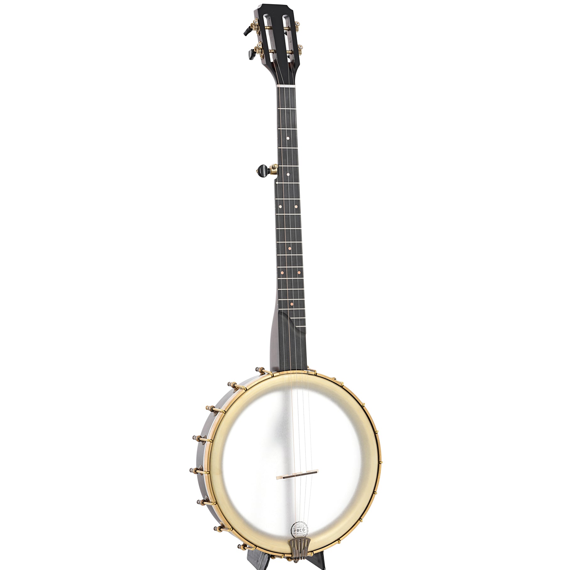 Full front and side of Pisgah Banjo Co. 12" Dobson Professional, Short scale