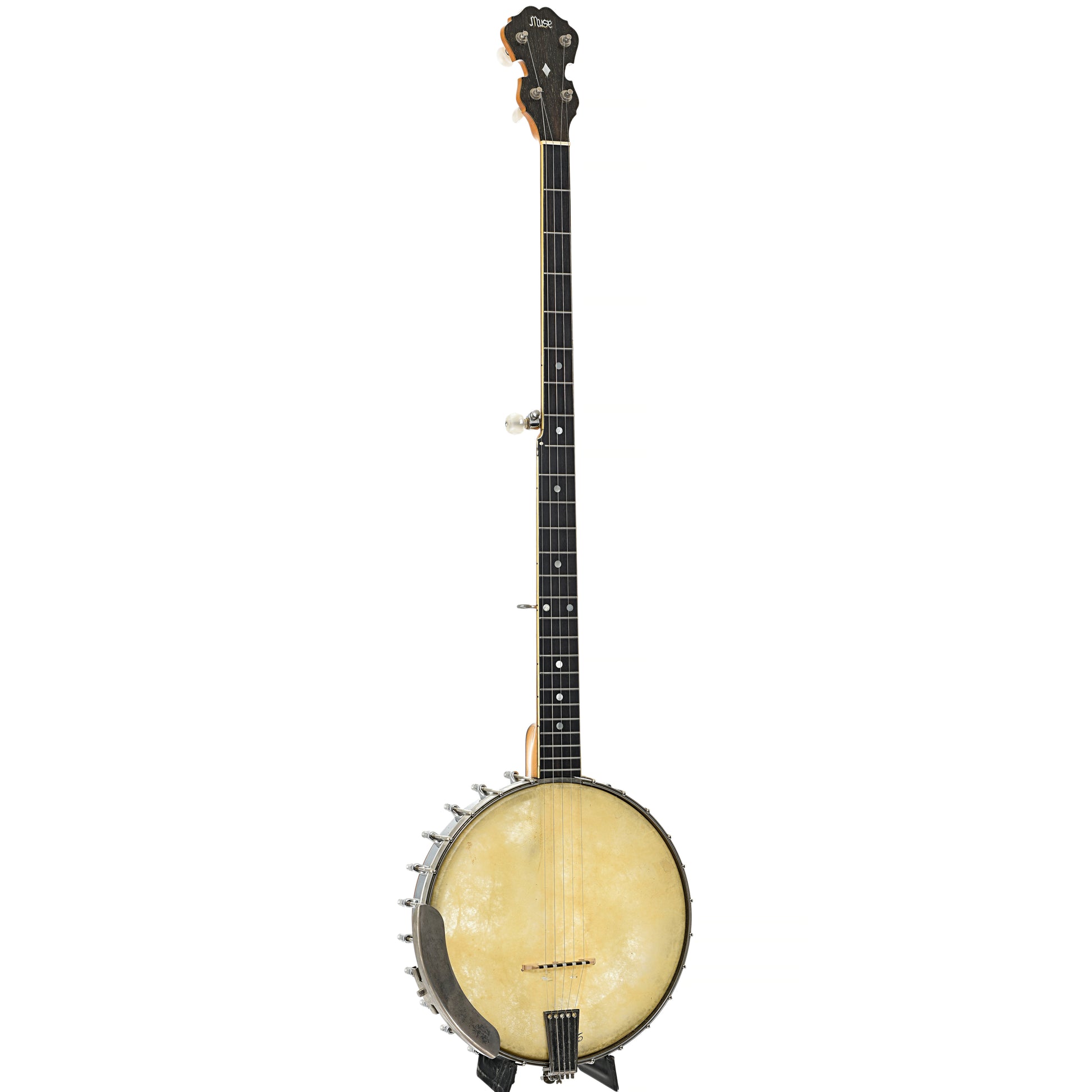 Full front and side of Muse Style No.5 Extra long Neck Banjo (mid 1960's)