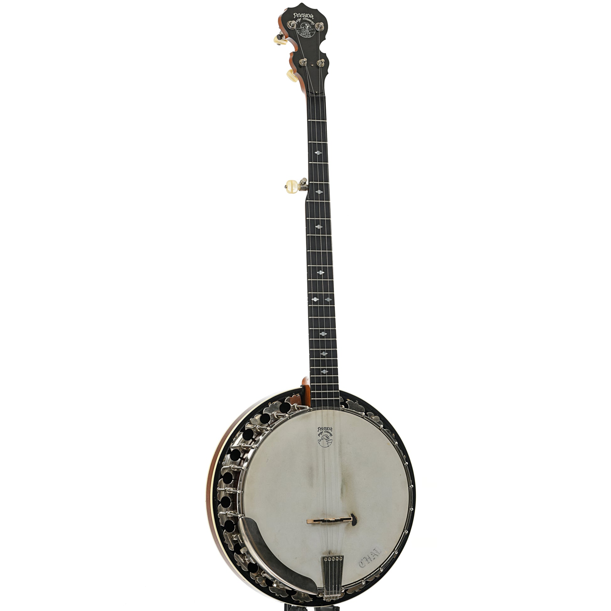 Full Front and side of Deering Deluxe Resonator Banjo (1982)