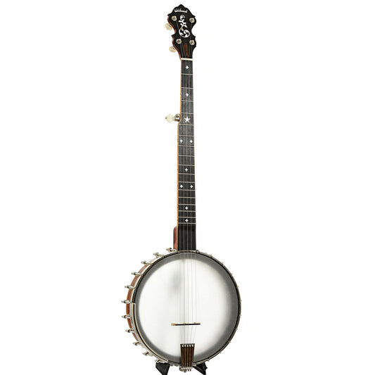 Full front and side of Wildwood Exotic Wood Series Open Back Banjo