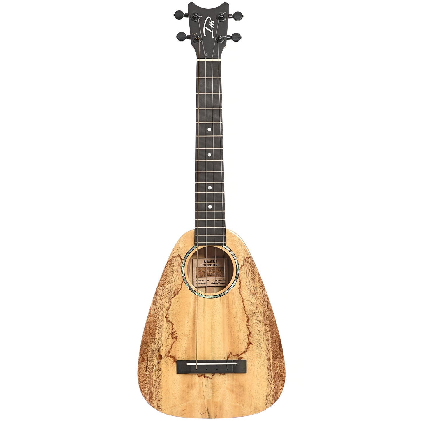 Full front of Romero Creations Tiny Tenor Ukulele, Spalted Mango (2021)