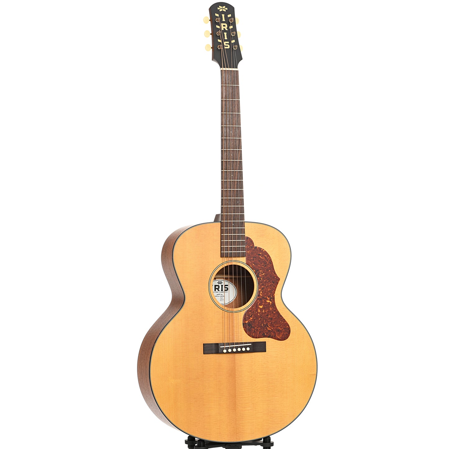 Full front and side of Iris Guitar Company AB Natural Small Jumbo Acoustic Guitar (2022)