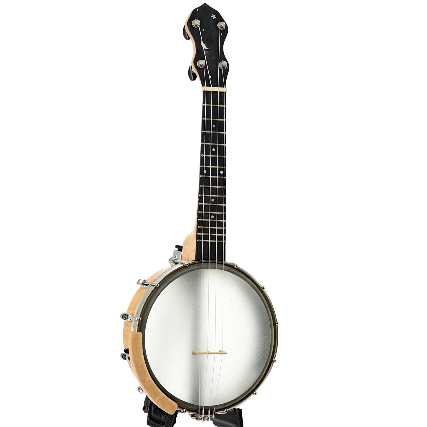 Full front and side of George Banjos Banjo Ukulele 