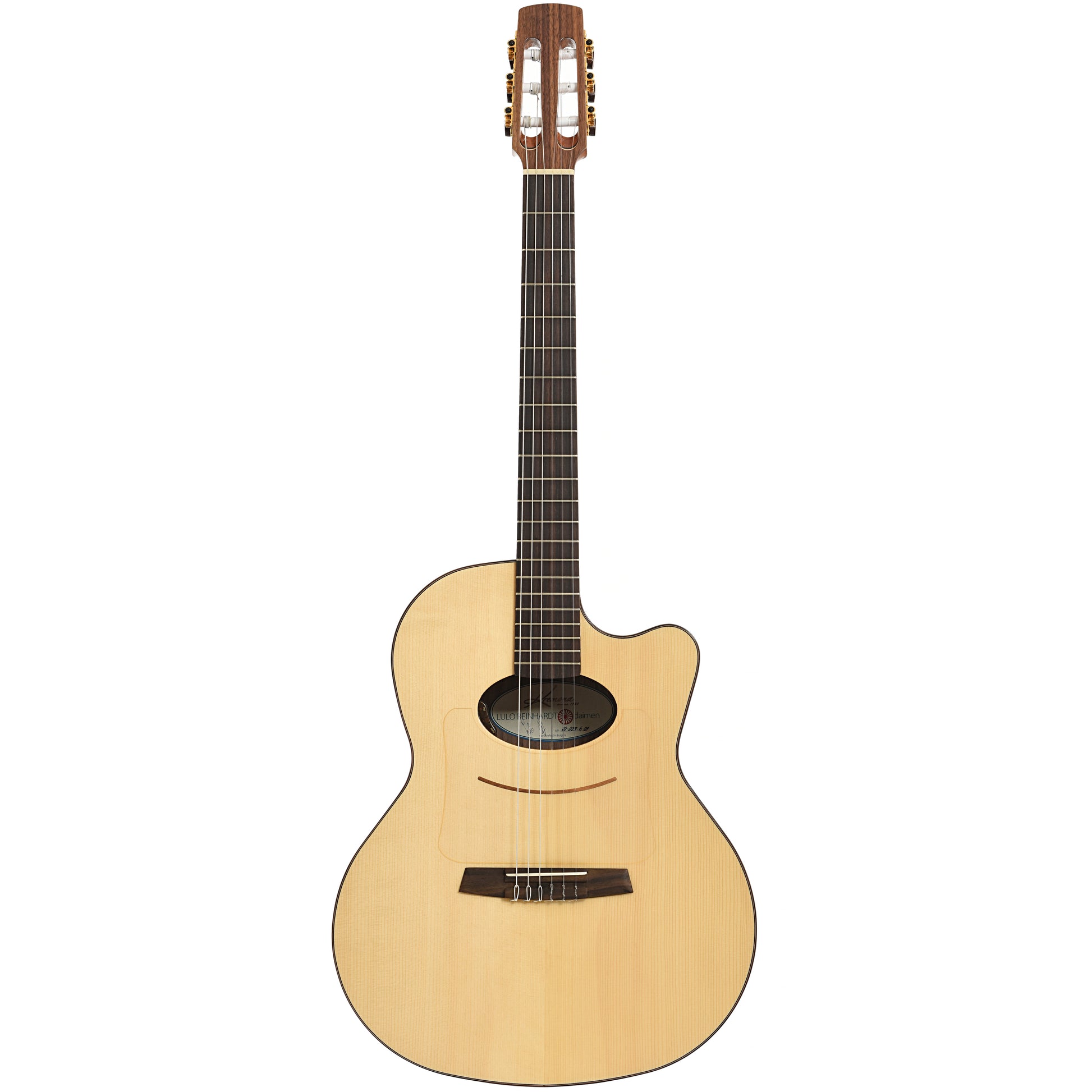 Full front of Kremona Lulo Reinhardt Series Daimen Nylon-String Guitar,