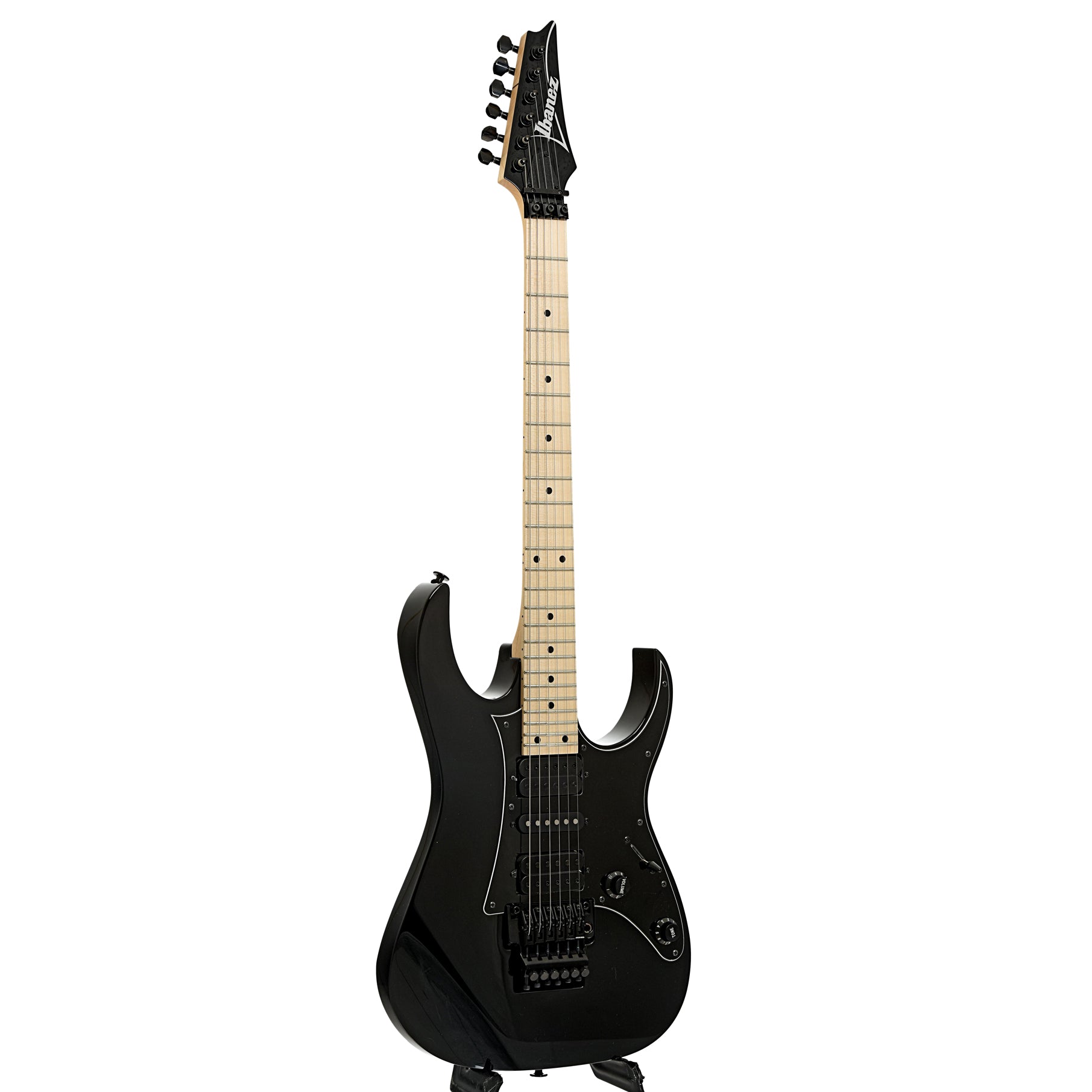 Full front and side of Ibanez RG550 Genesis Collection Electric Guitar, Black Finish