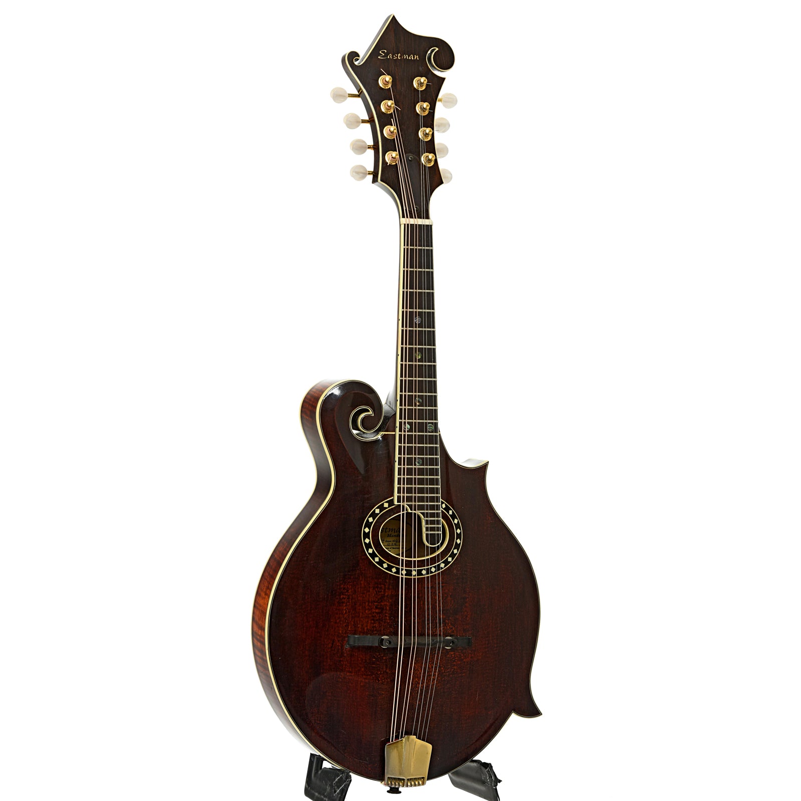 Full front and side of Eastman MD814 F-Style Mandolin