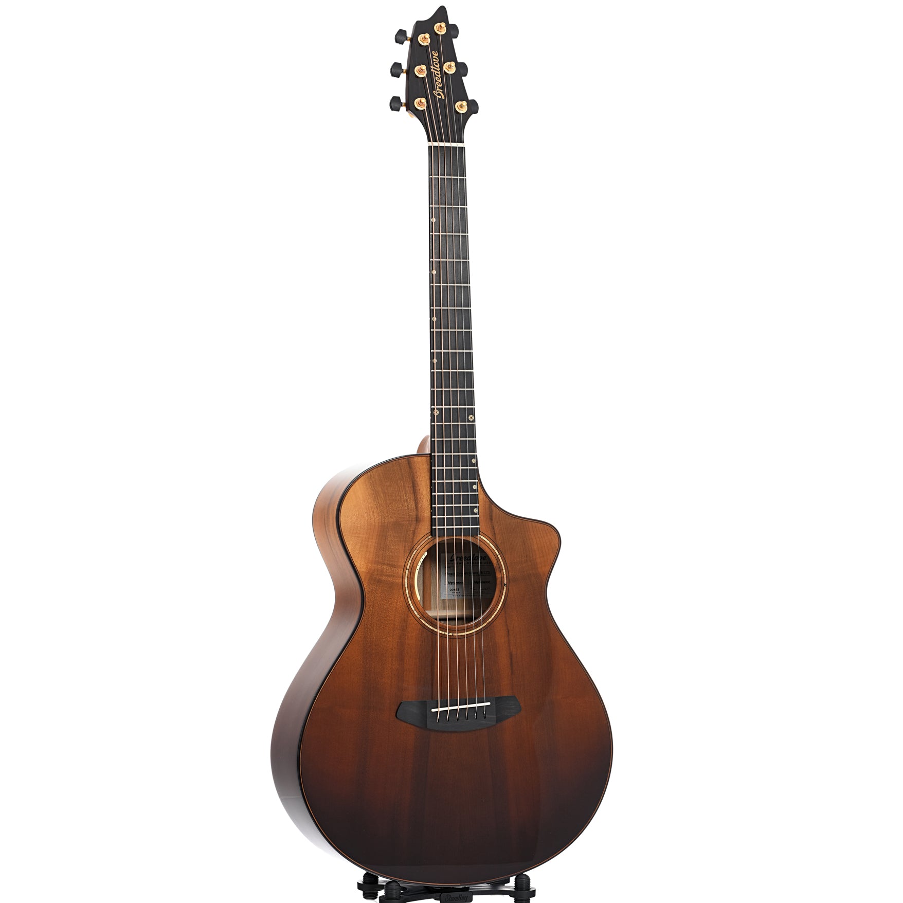 Full front and side of Breedlove Oregon Concert Sahara CE Myrtlewood-Myrtlewood Limited Edition Acoustic Guitar