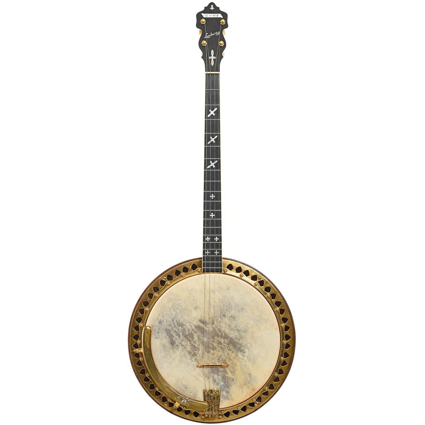 Full front of Ludwig Cort Deluxe Tenor Banjo (1920s)