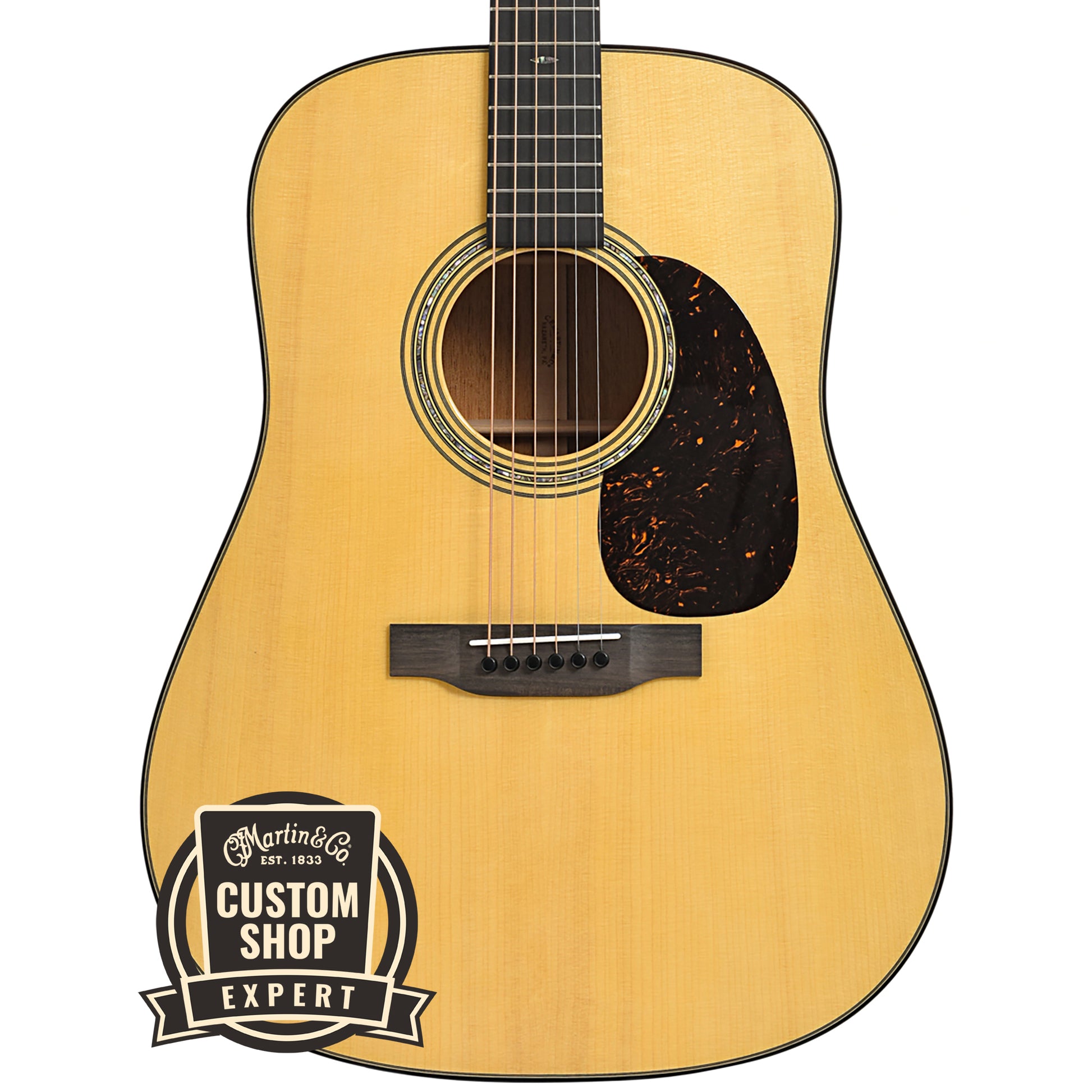 Front of Martin Custom 18-Style Dreadnaught, Premium Mahogany & Adirondack Spruce