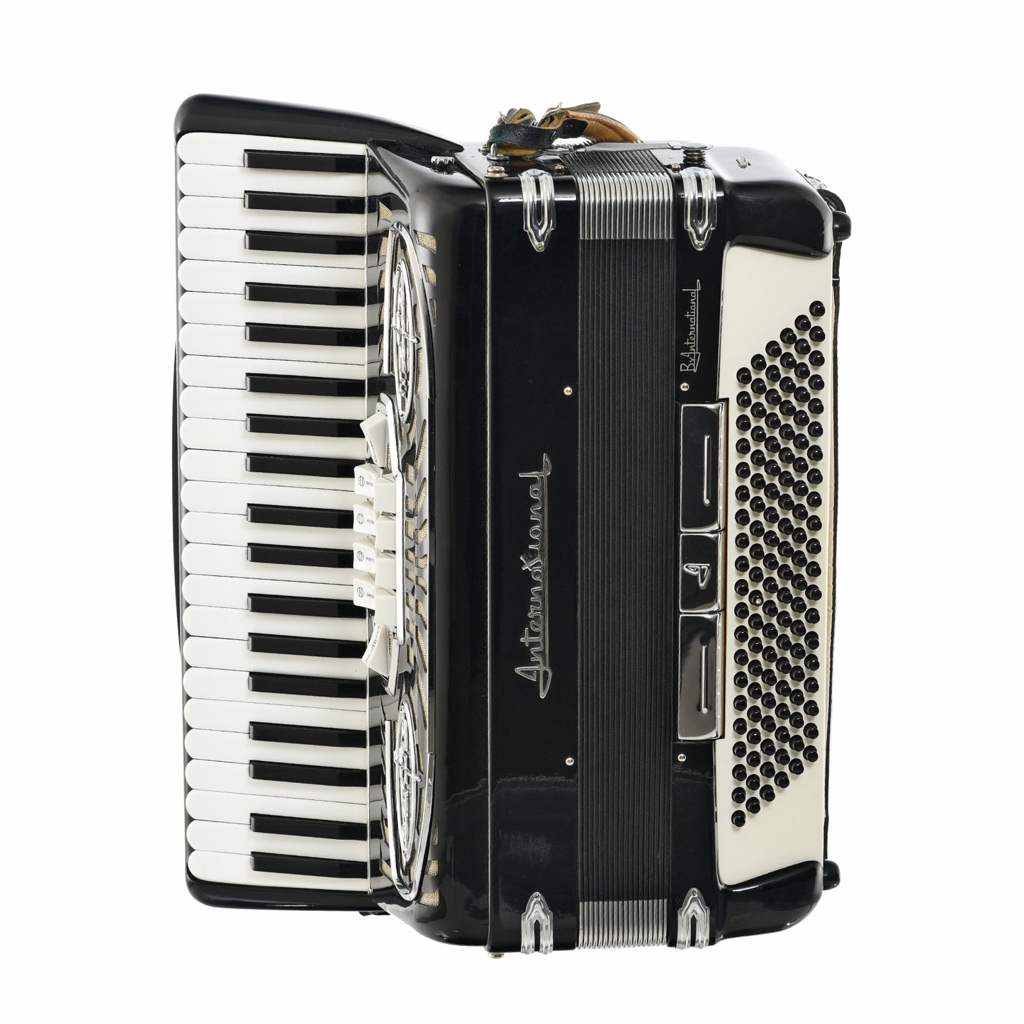 Front of International Centro Matic Model 27B Keyboard Accordion