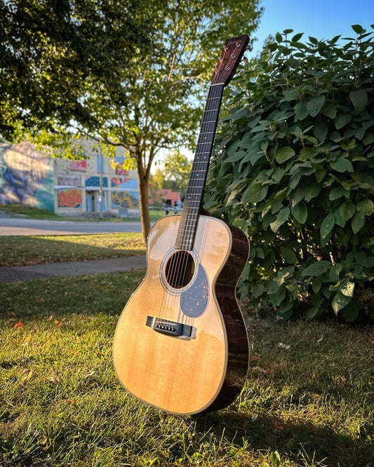 Showroom photo of Front of Eastman E20-OM Acoustic Guitar