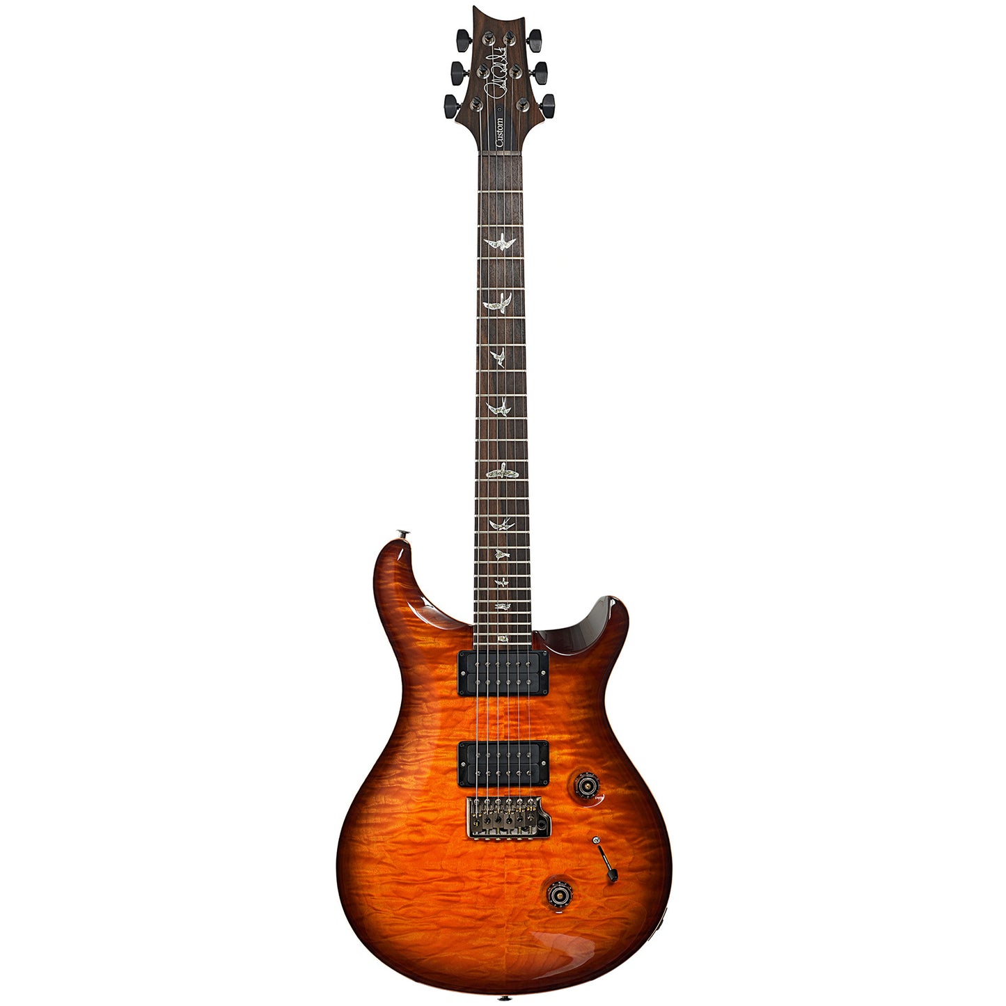 Full front of PRS Custom 24 Quilted Maple 10-Top Fatback Electric Guitar, Tobacco Burst