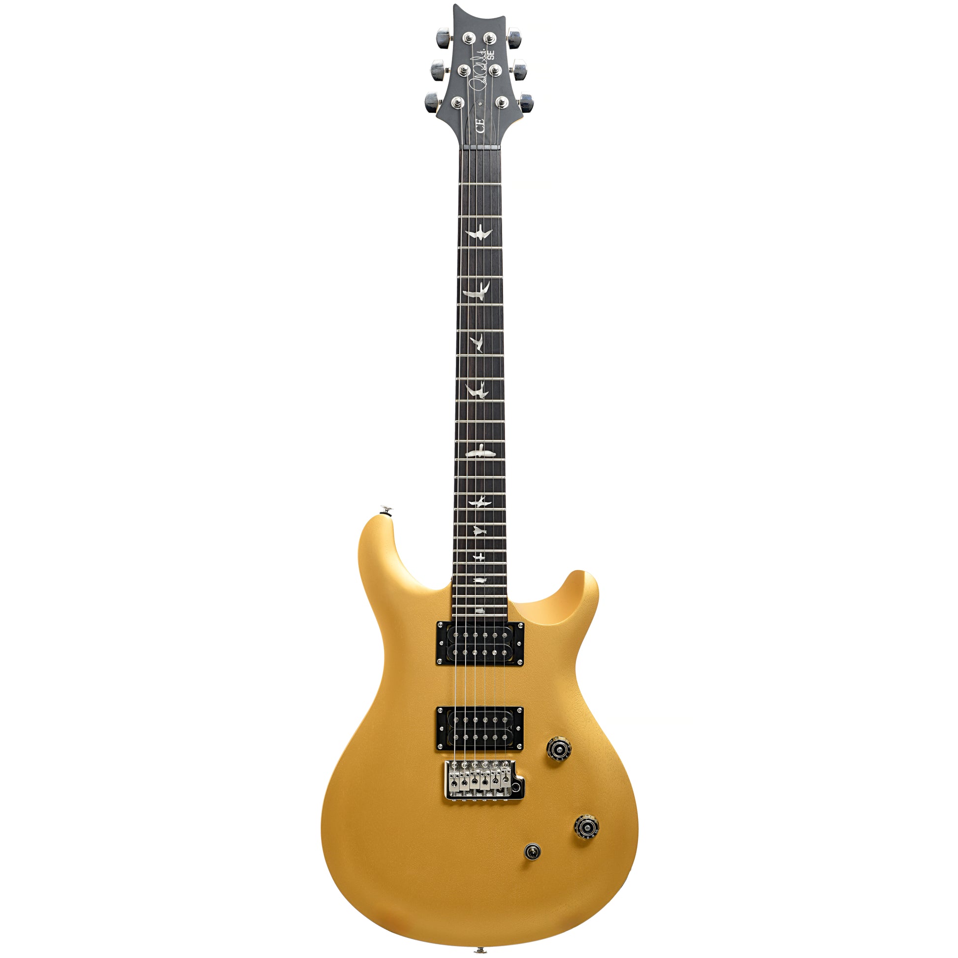 Full front of PRS SE CE24 Satin Electric Guitar, Metallic Gold