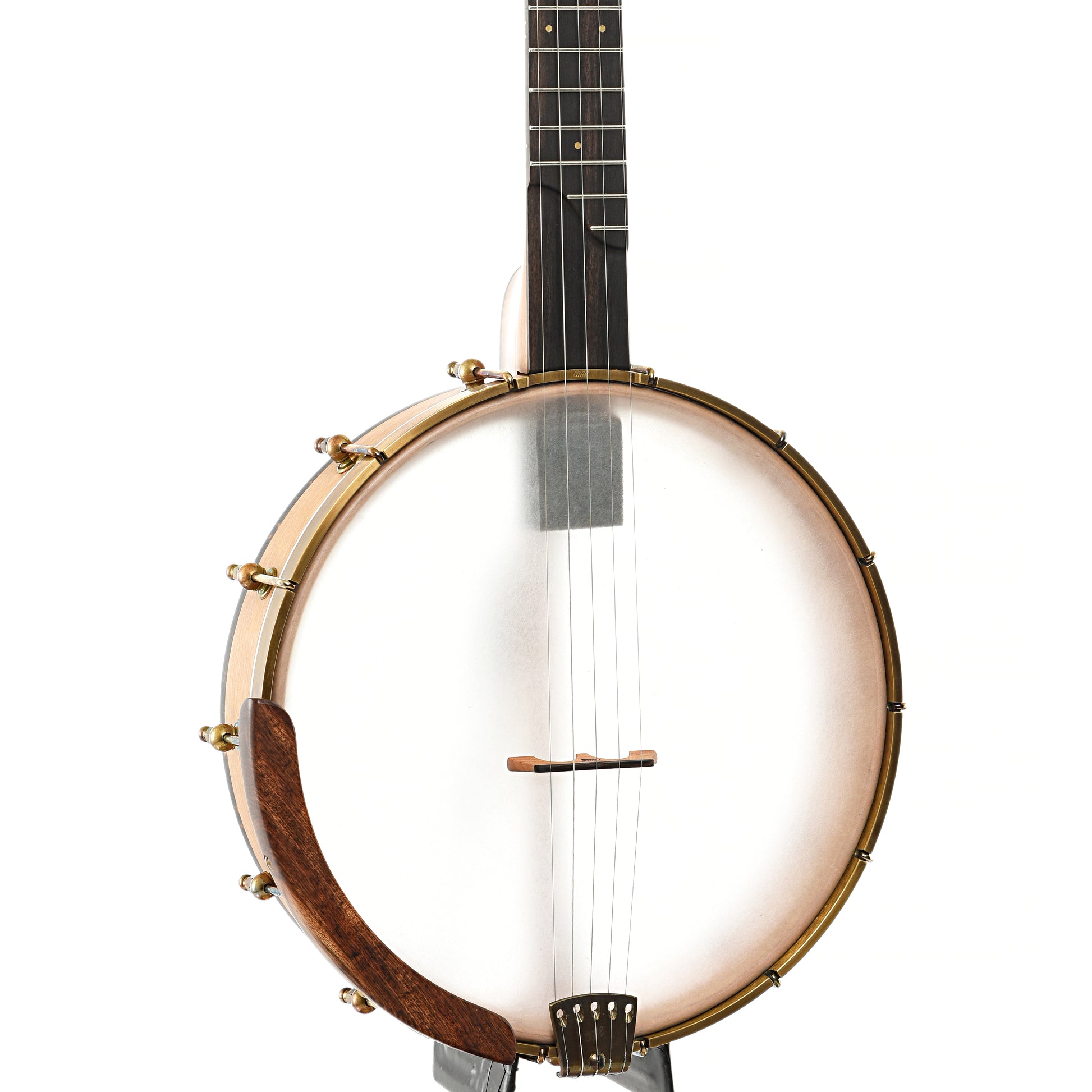 front and side of Ome Tupelo Openback Banjo, 12" Rim, Cherry