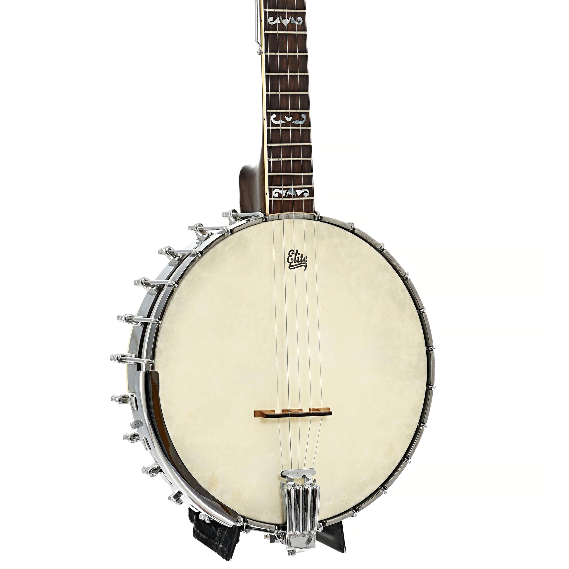 Front and side of Iida FB550L Extra Long Neck Banjo (mid 1970's)