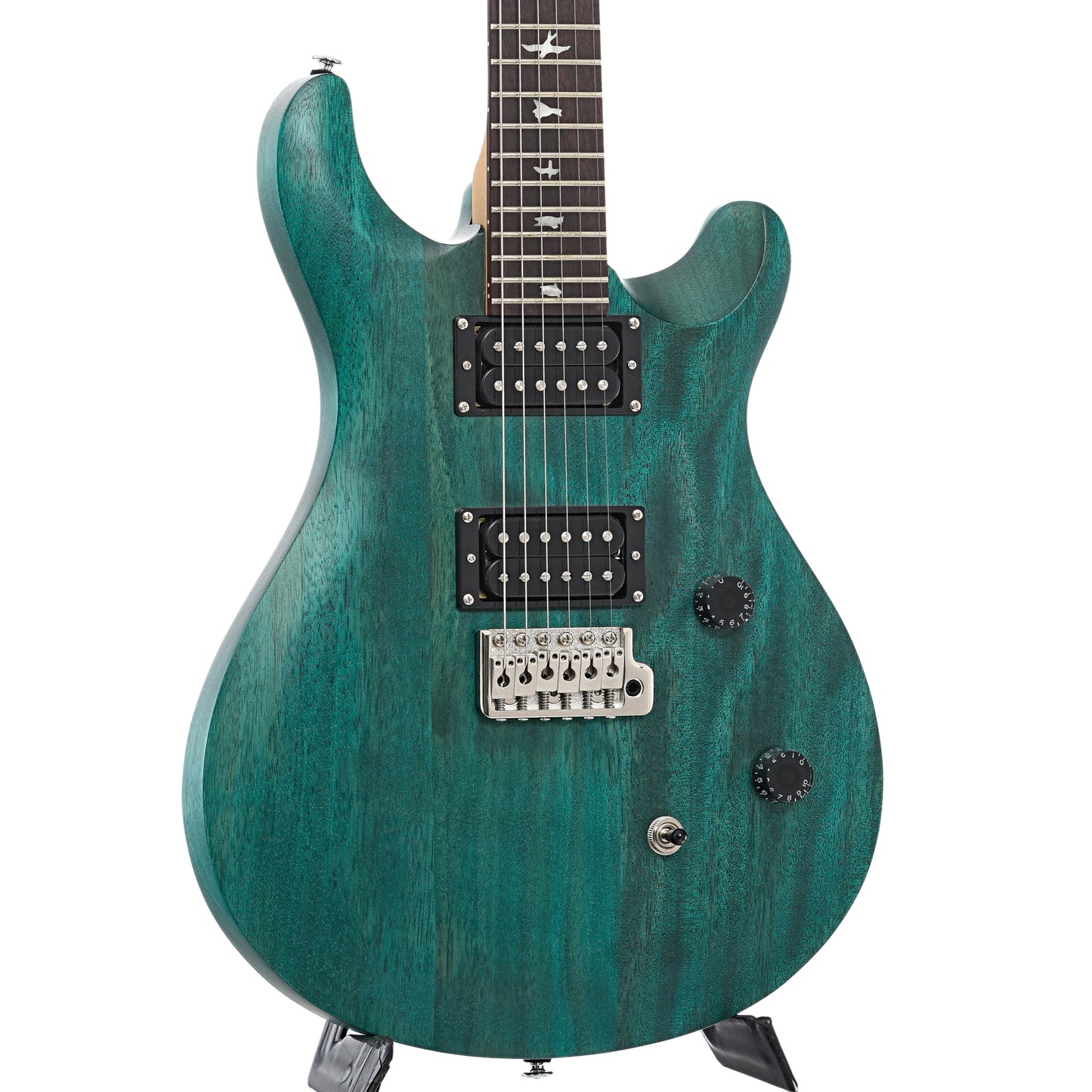 Front and side of PRS SE CE24 Standard Satin Electric Guitar, Turquoise