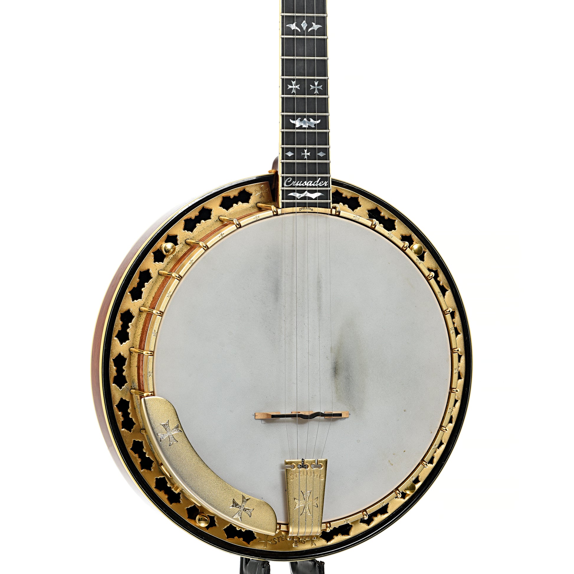 Front and side of Stelling Crusader Deluxe Resonator Banjo (2004)