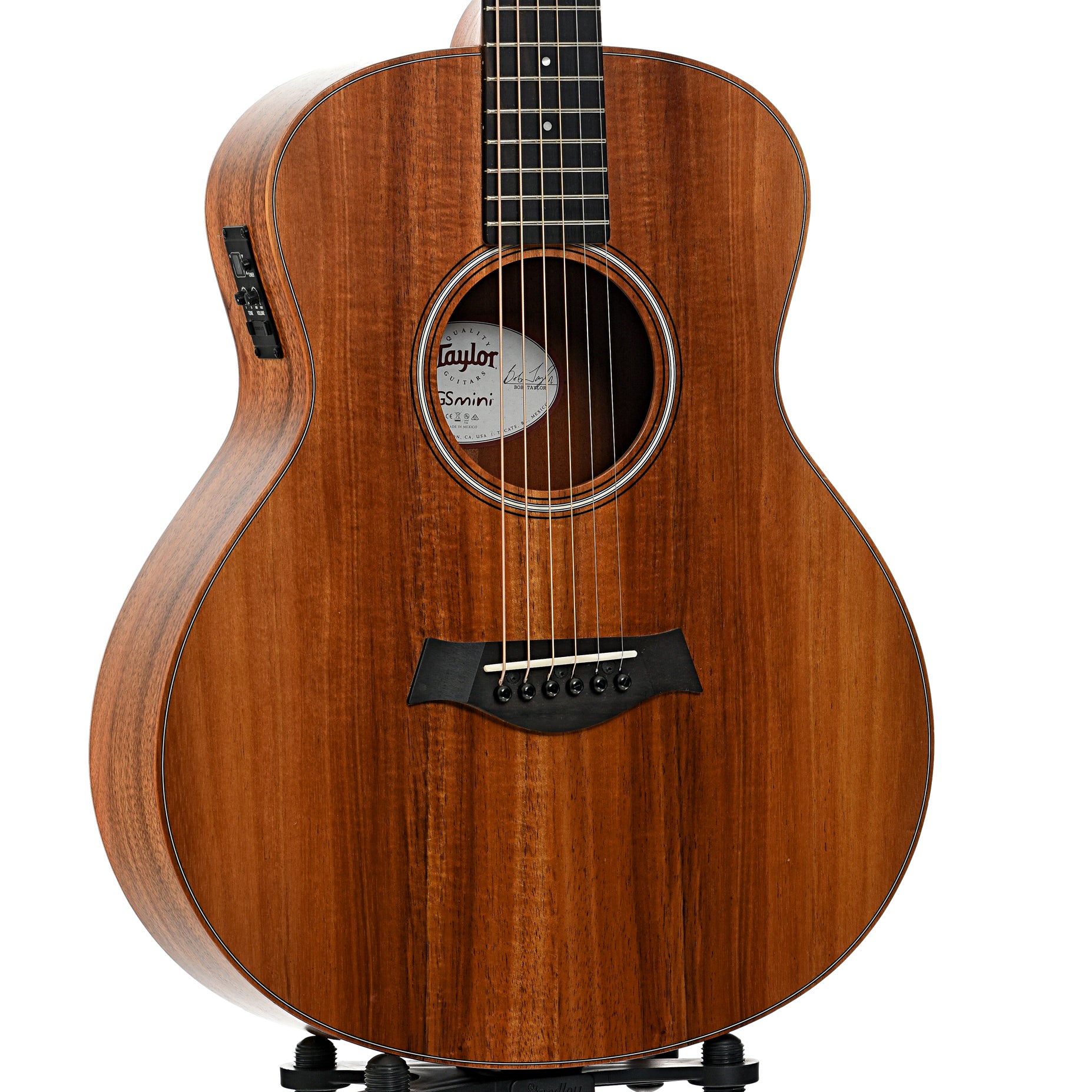 Front and side of Taylor GS Mini-E Koa Acoustic-Electric Guitar