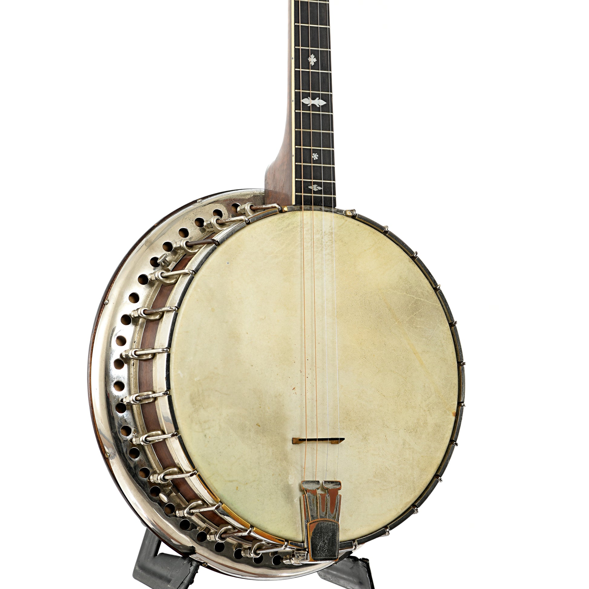 Front and side of Bacon & Day Silver Bell No.1 Tenor Banjo