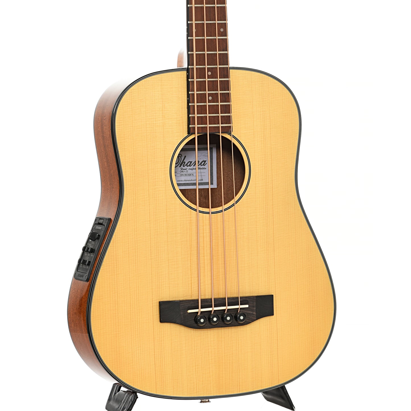 Front and side of Ohana OBU-22 Compact Acoustic Bass with Pickup (2021)