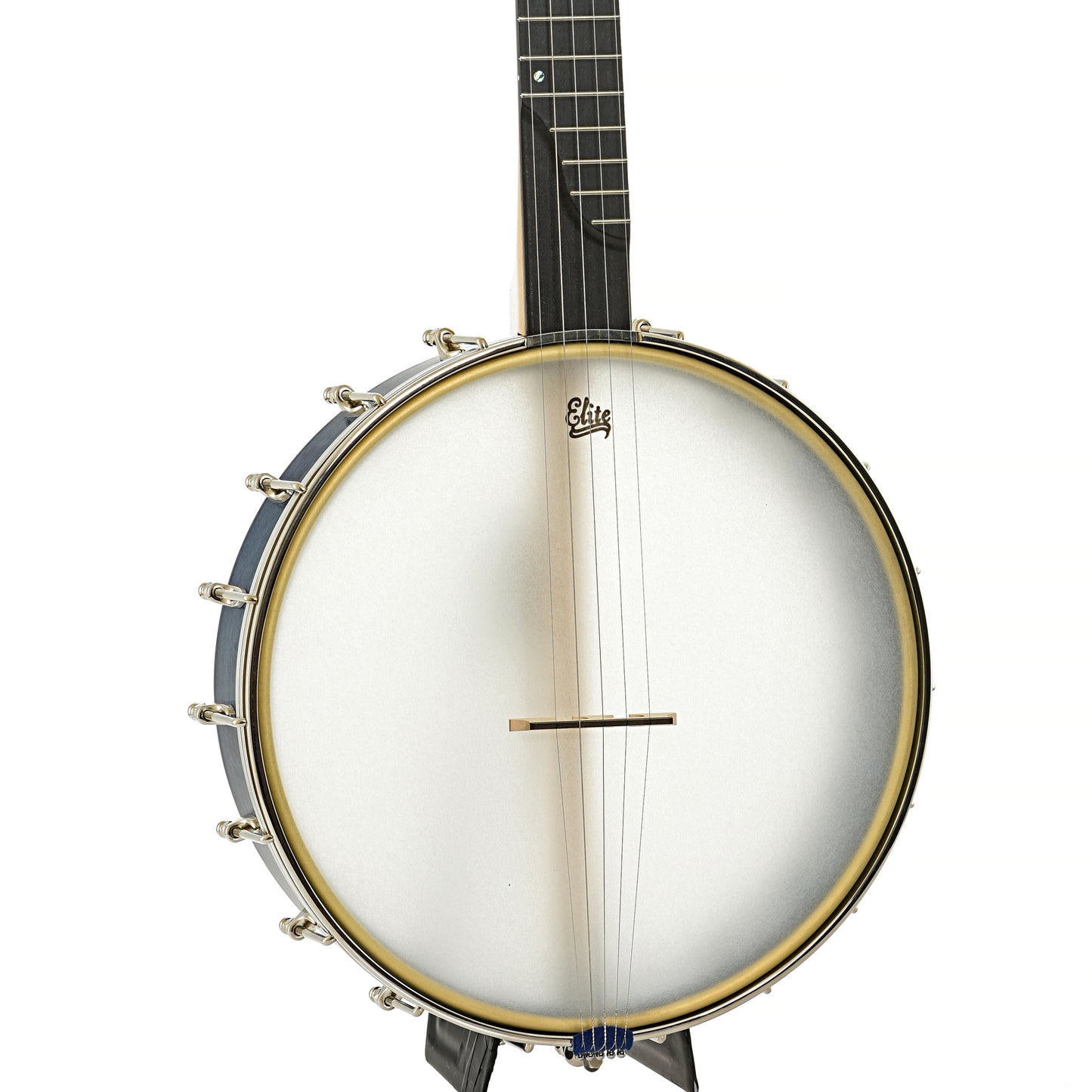 Front and side of Chuck Lee Prairieville Openback Banjo #861, 12" Rim, Brass Hoop Tone Ring