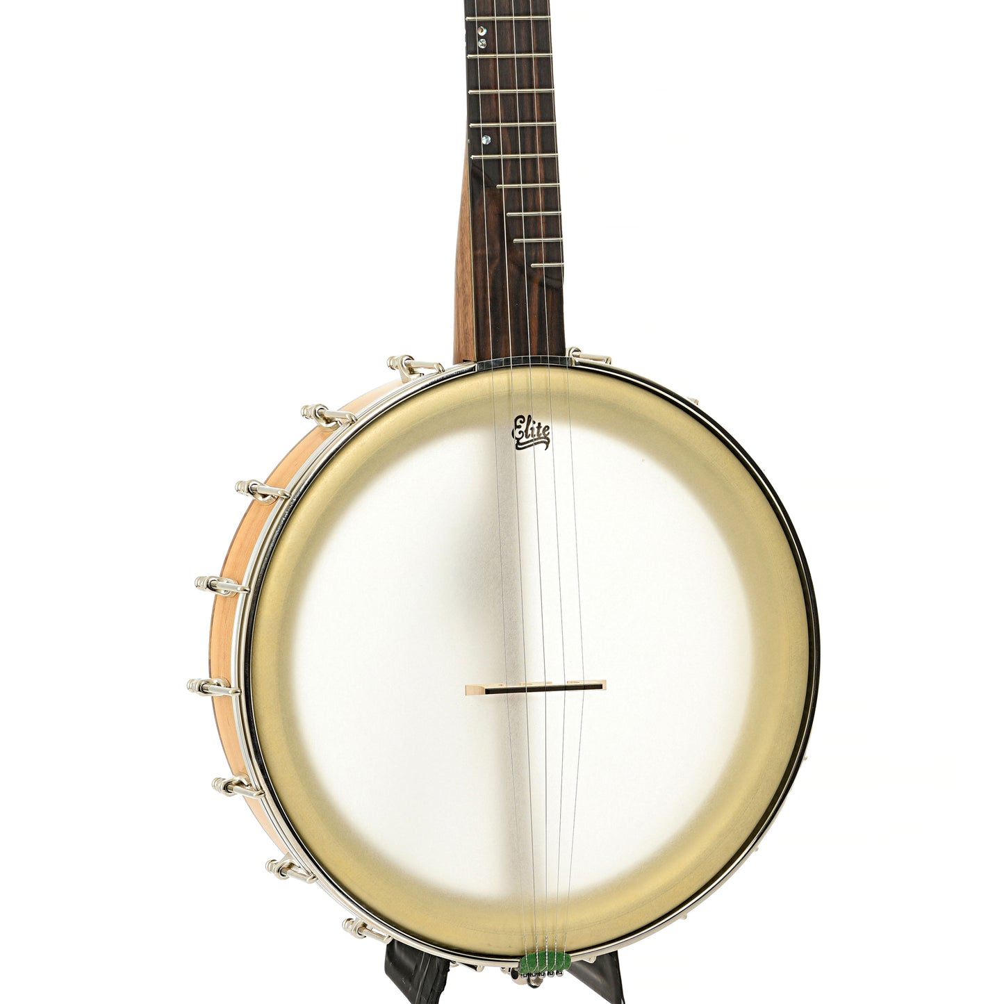 Front and side of Chuck Lee Cottonwood Openback Banjo #862, 12" Rim, Dobson Tone Ring