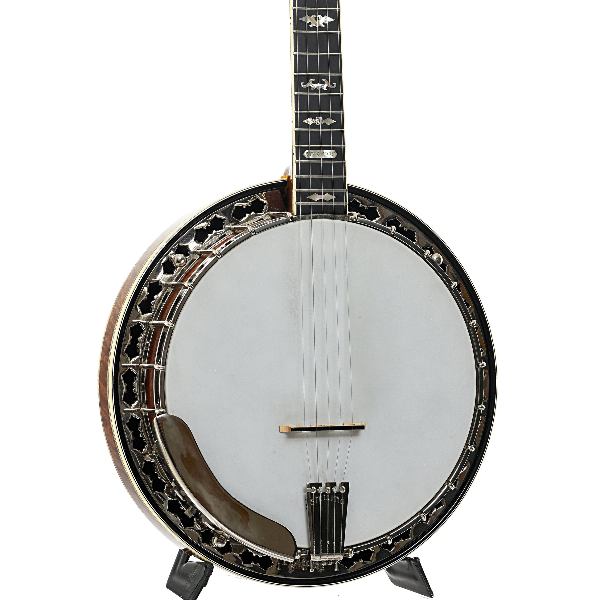 Front and side of Stelling Staghorn Resonator Banjo (c.1984)