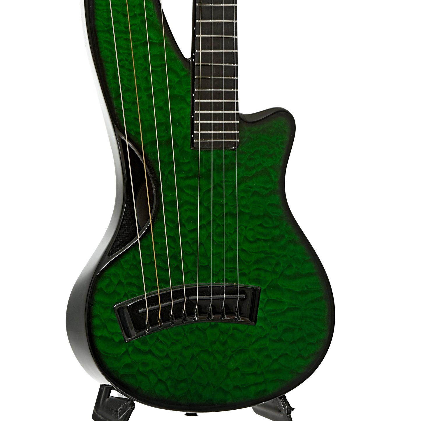 Front and side of Emerald Synergy Harp Ukulele 