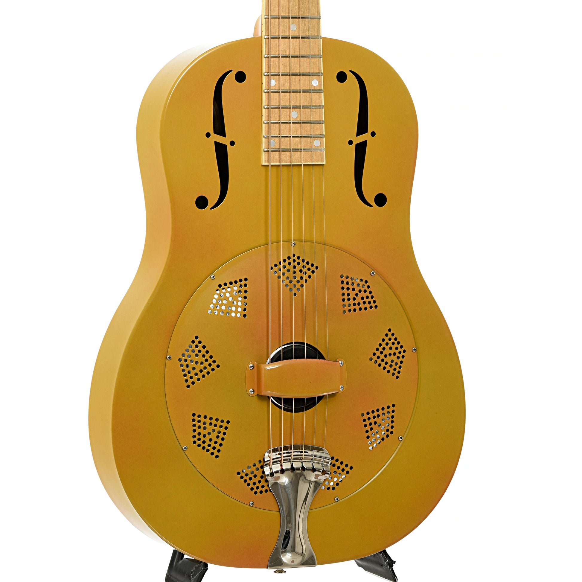 Front and side of National Triolian Yellow Palm Roundneck Resonator Guitar