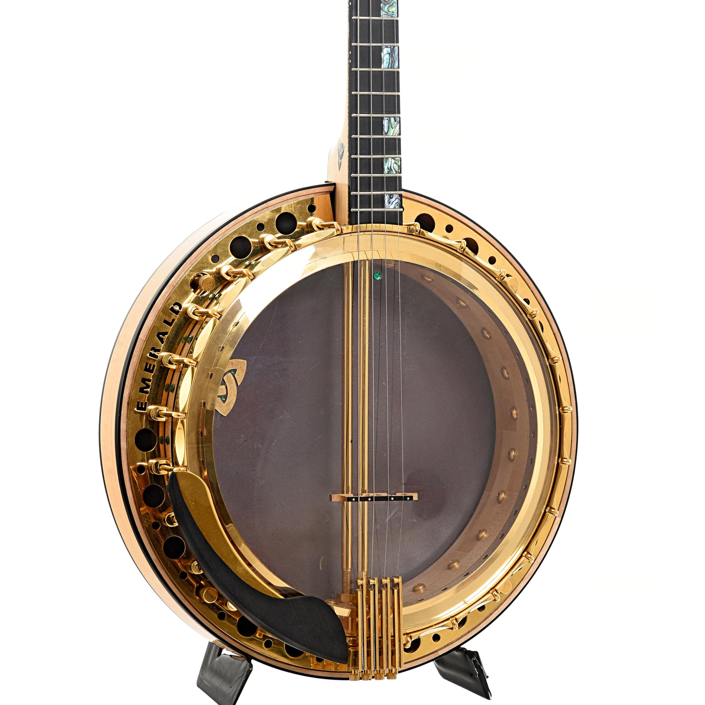 Front of Emerald Labasheed Gold Irish Tenor Banjo