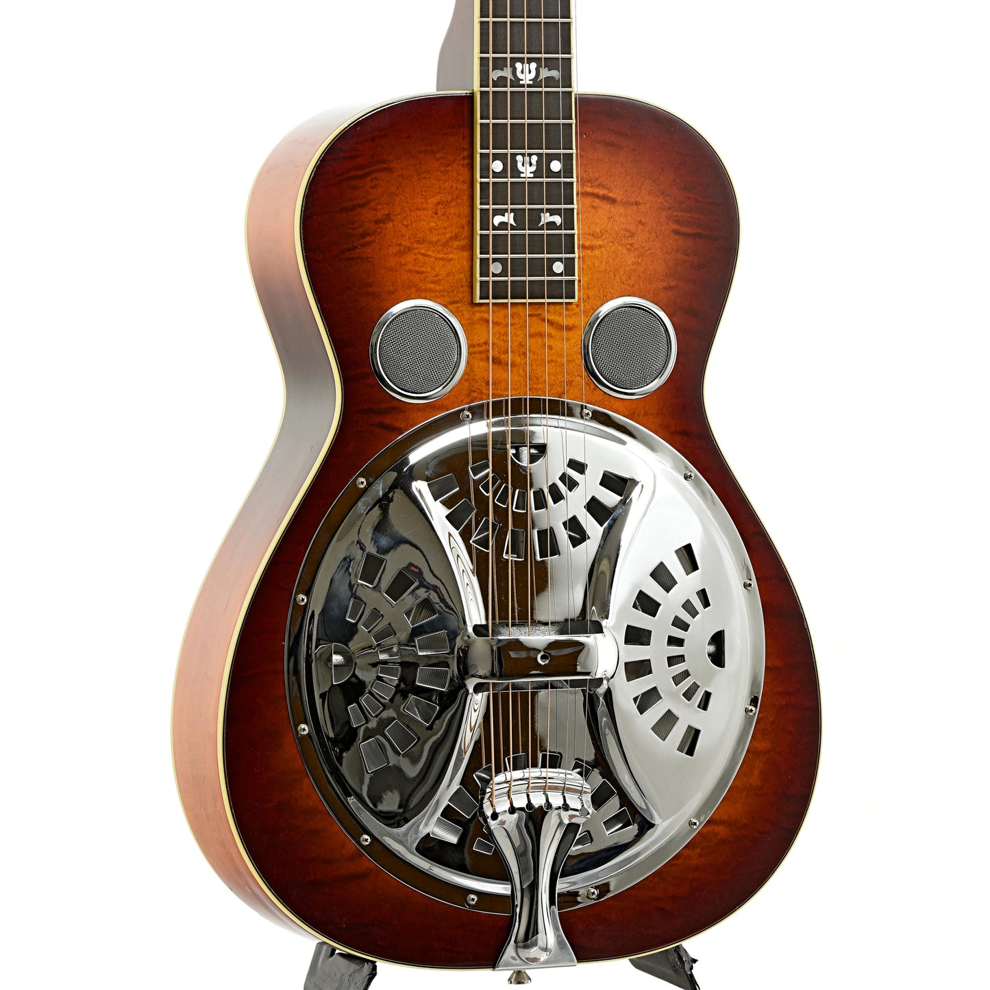 Front and side of Dobro Model 27 Deluxe Squareneck Resonator Guitar 