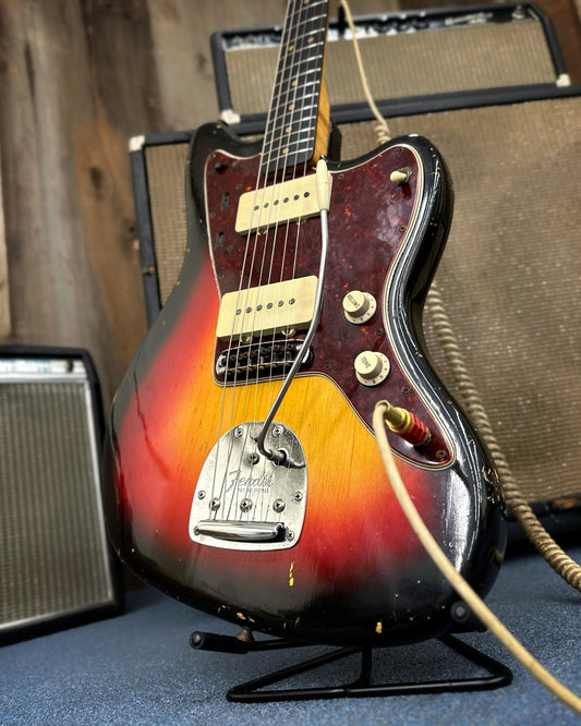 Showroom photo of Front and side of Fender Jazzmaster Electric Guitar (1964)