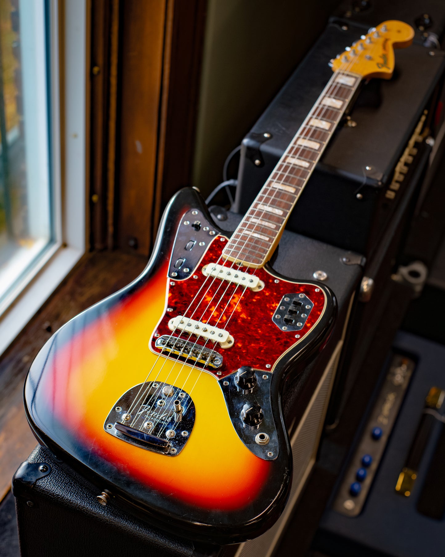 Showroom photo of Front of Fender Jaguar Electric Guitar 