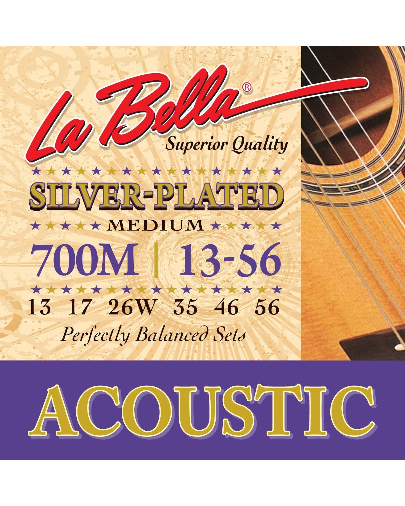 Image 1 of La Bella 700M Silver-Plated Medium Gauge Acoustic Guitar Strings - SKU# 700M : Product Type Strings : Elderly Instruments