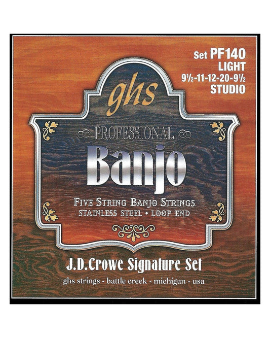 Front of GHS PF140 J.D. Crowe Signature Studio Stainless Steel Light Gauge 5-String Banjo Strings