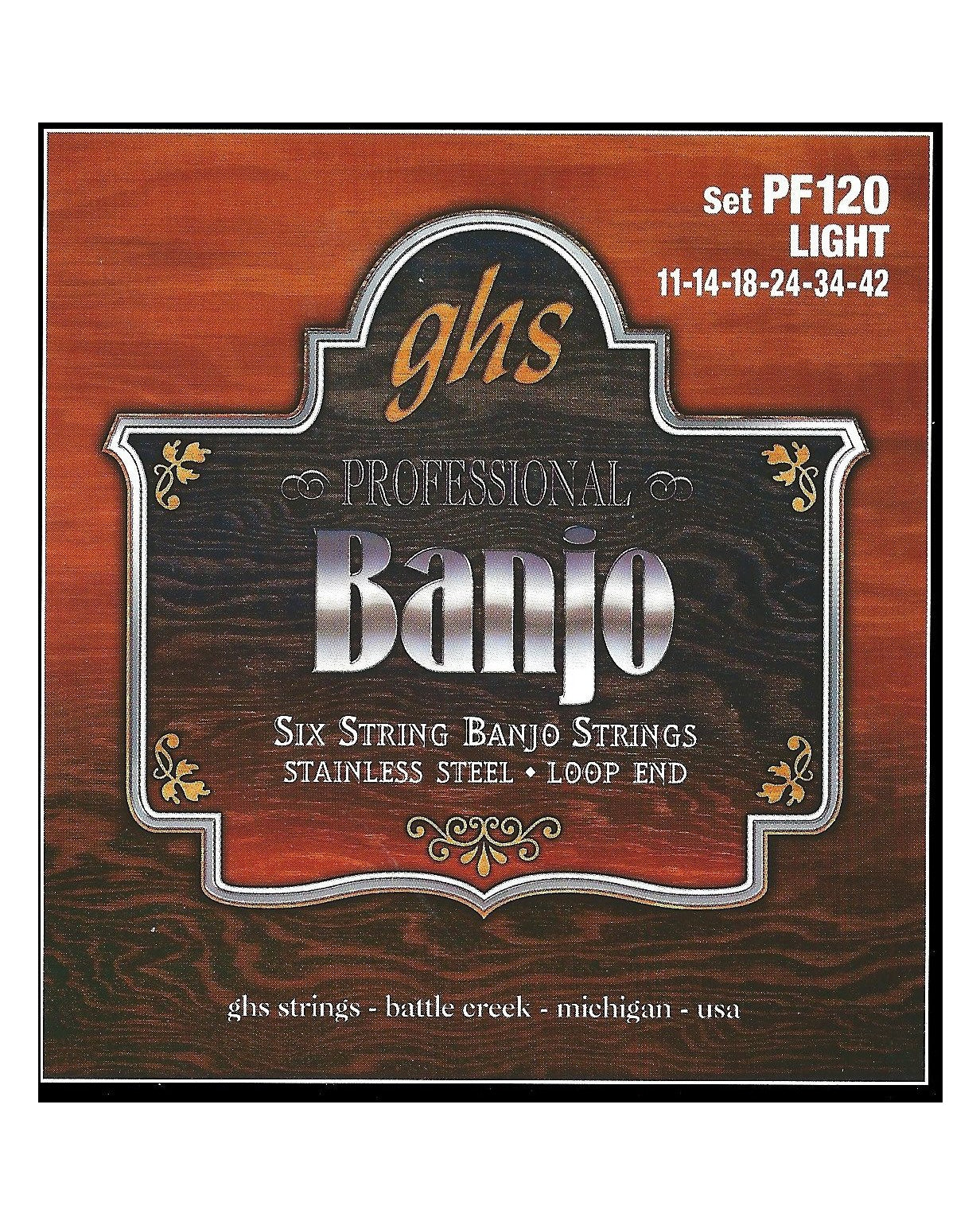 Image 1 of GHS PF120 Stainless Steel Loop End Light Gauge 6-String Banjo Strings - SKU# PF120 : Product Type Strings : Elderly Instruments