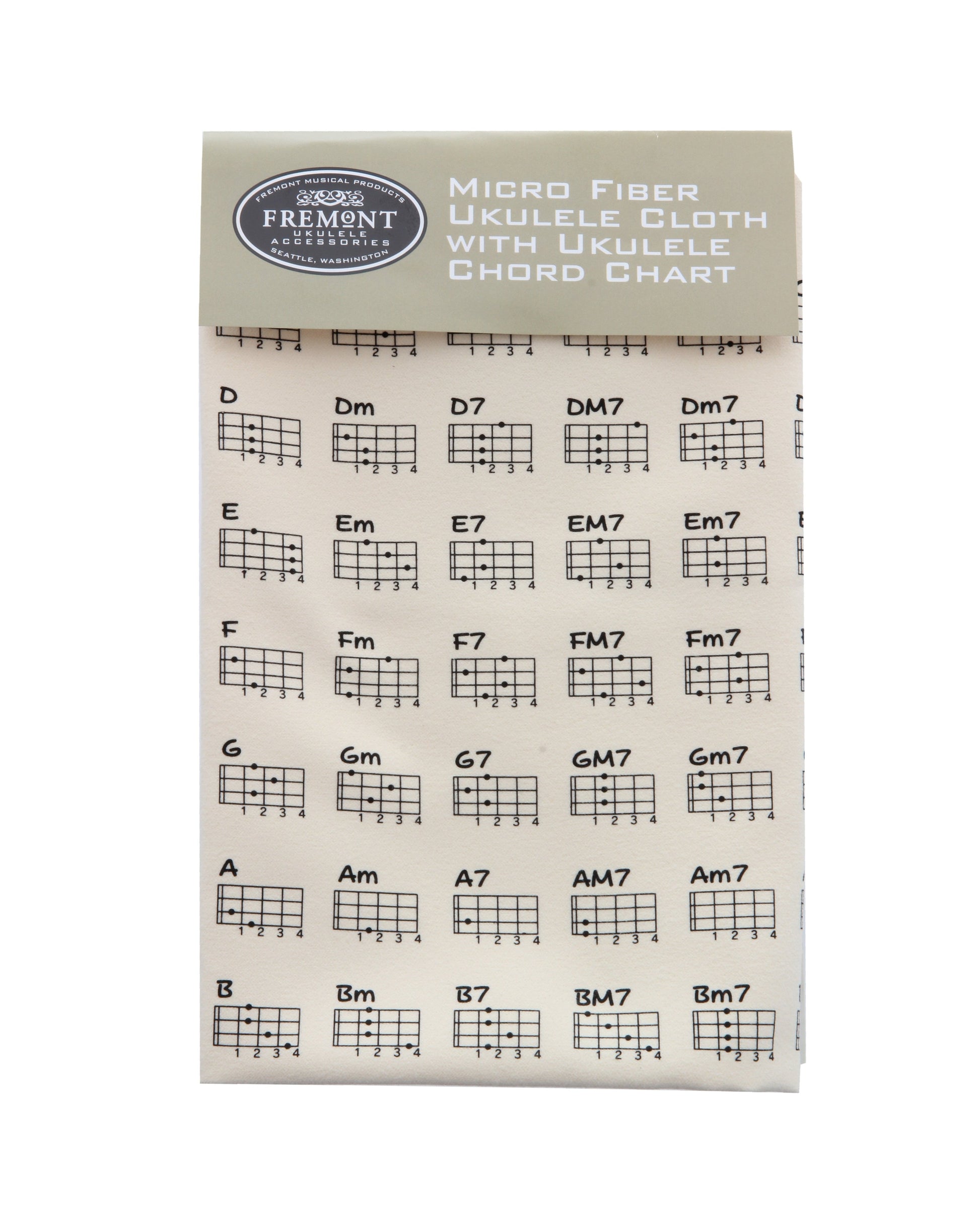 Image 1 of Fremont Micro Fiber Soft Cloth with Ukulele Chord Chart - SKU# FCLOTH : Product Type Accessories & Parts : Elderly Instruments