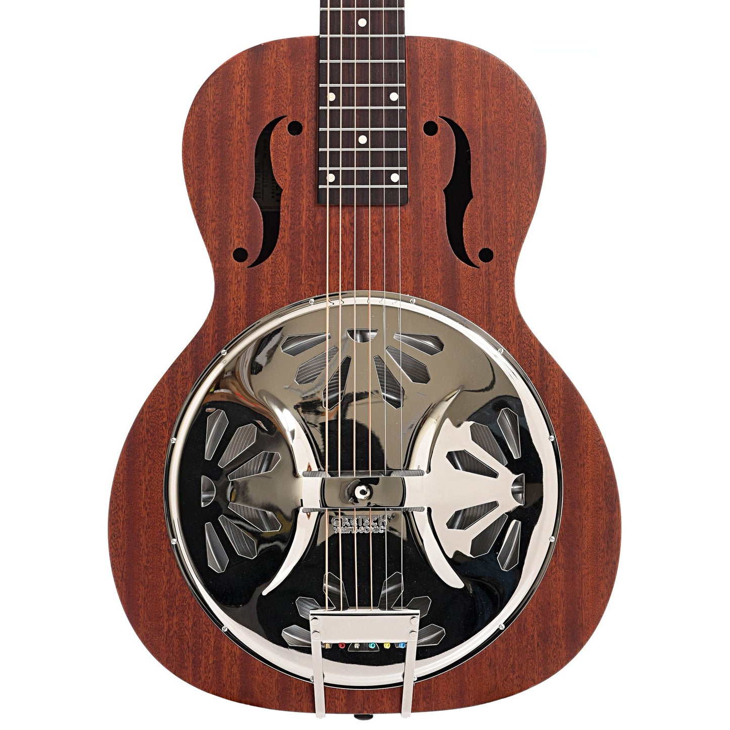 Front of Gretsch Ampli-Sonic G9210 Boxcar Standard Squareneck Resonator Guitar