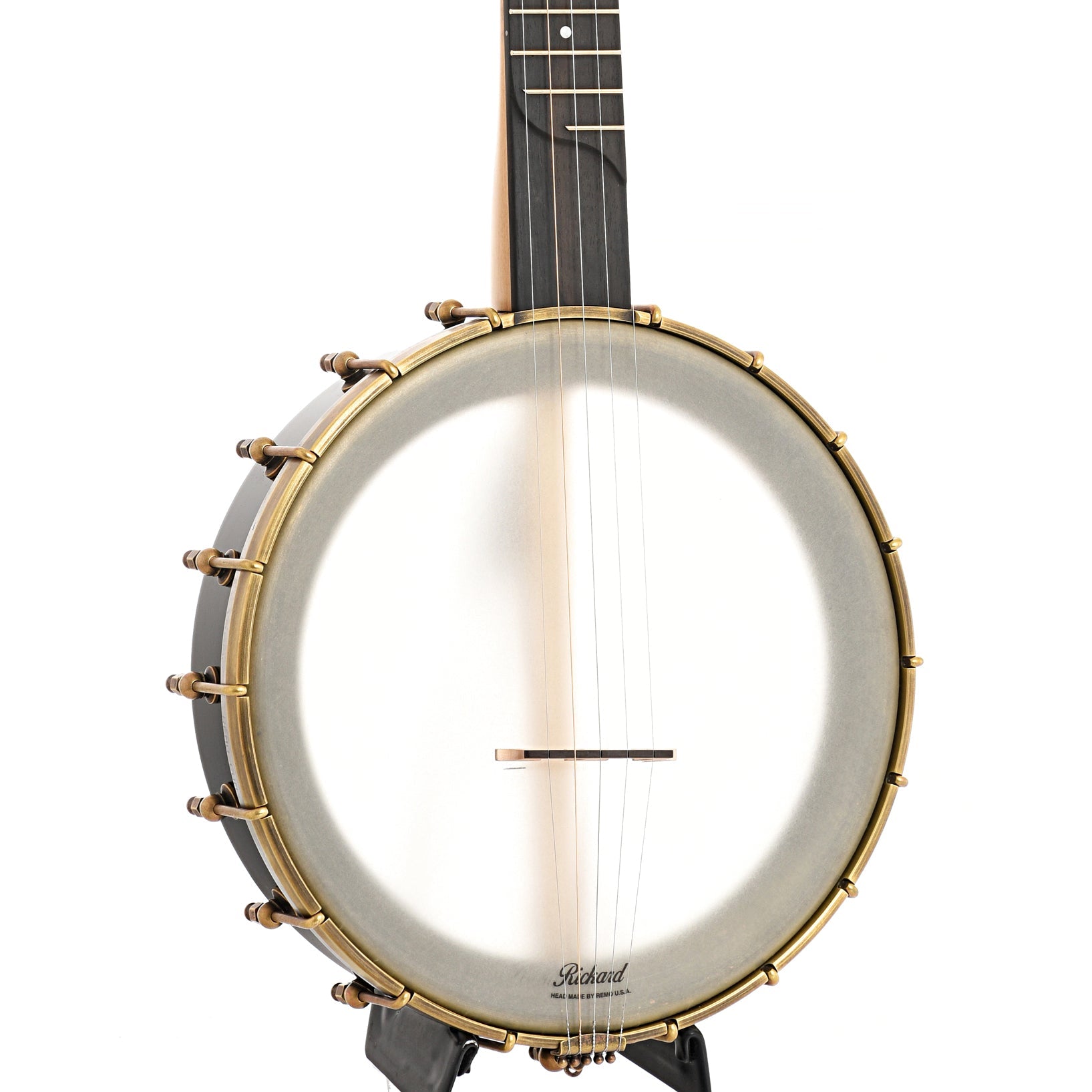 Front and Side of Rickard 11" Maple Ridge Openback Banjo 