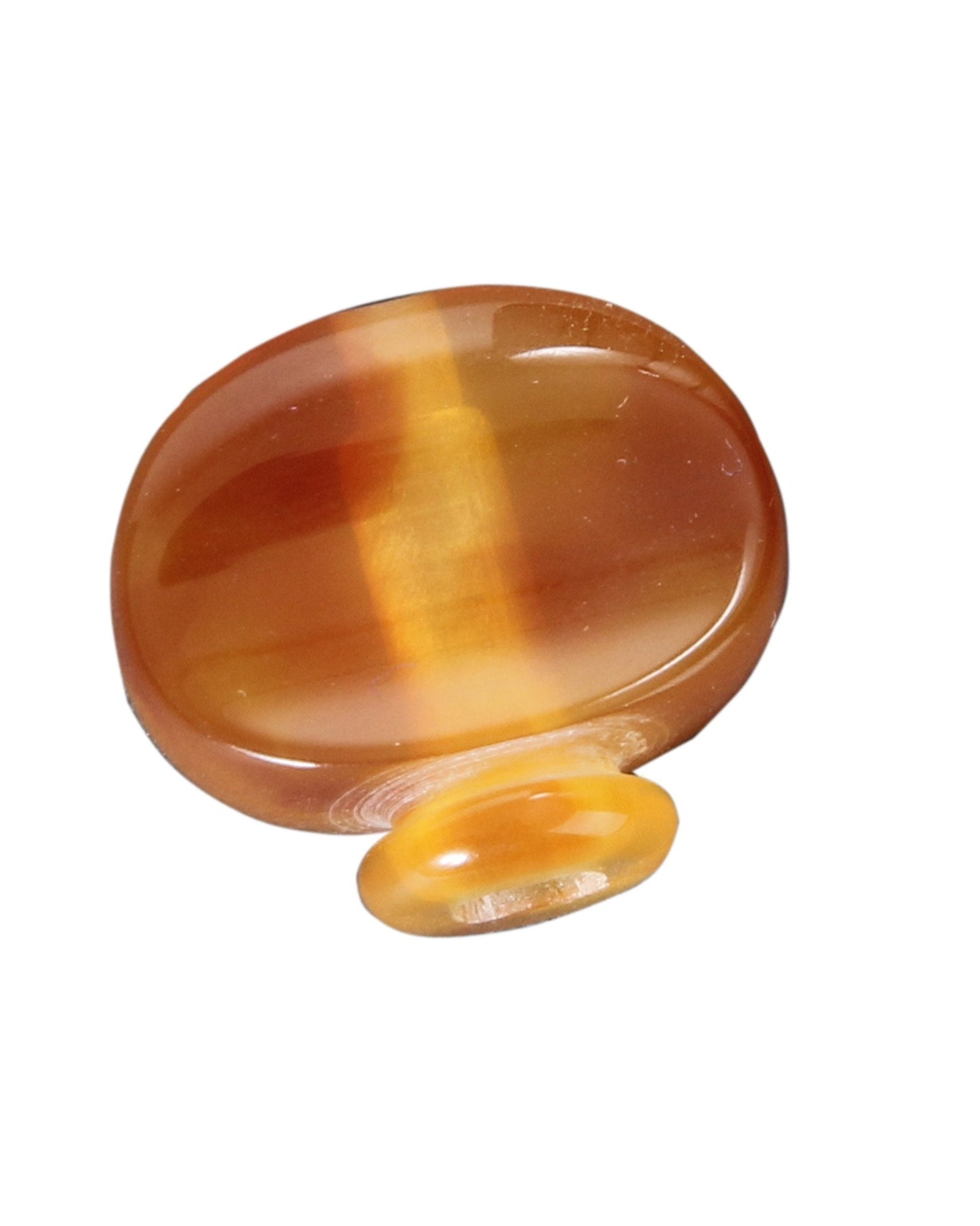 Front of Banjo Tuner Button, Amber, Vintage Oval Shape