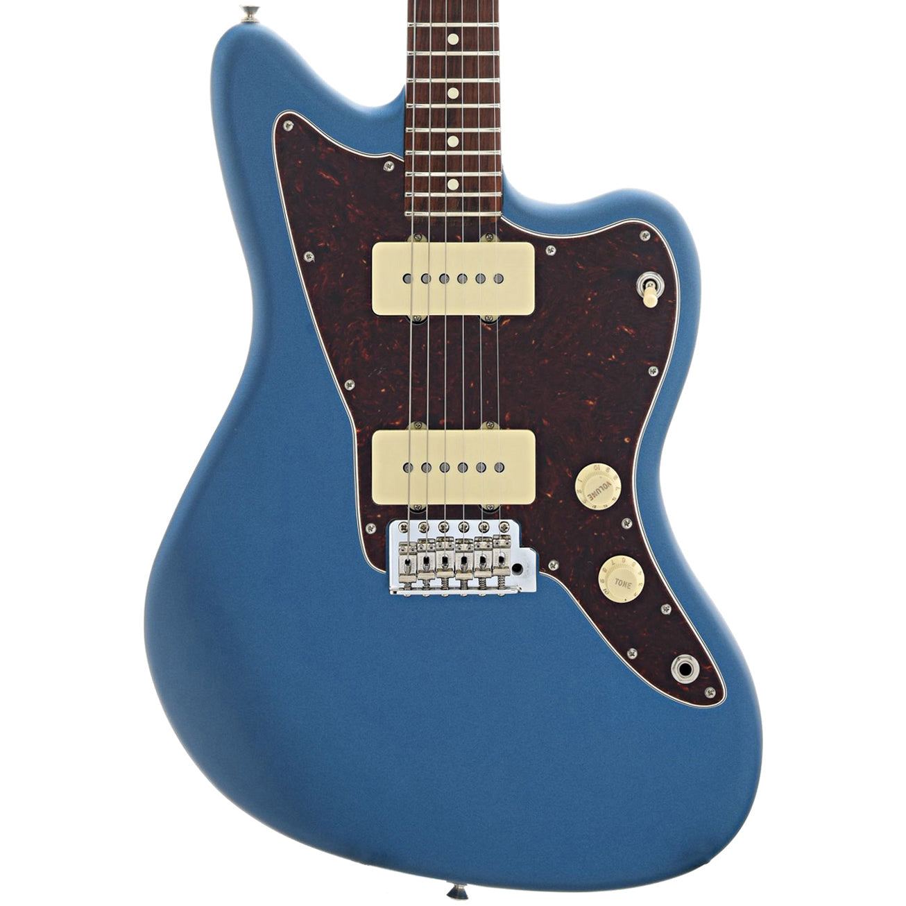 Front of Fender American Performer Jazzmaster, Lake Placid Blue