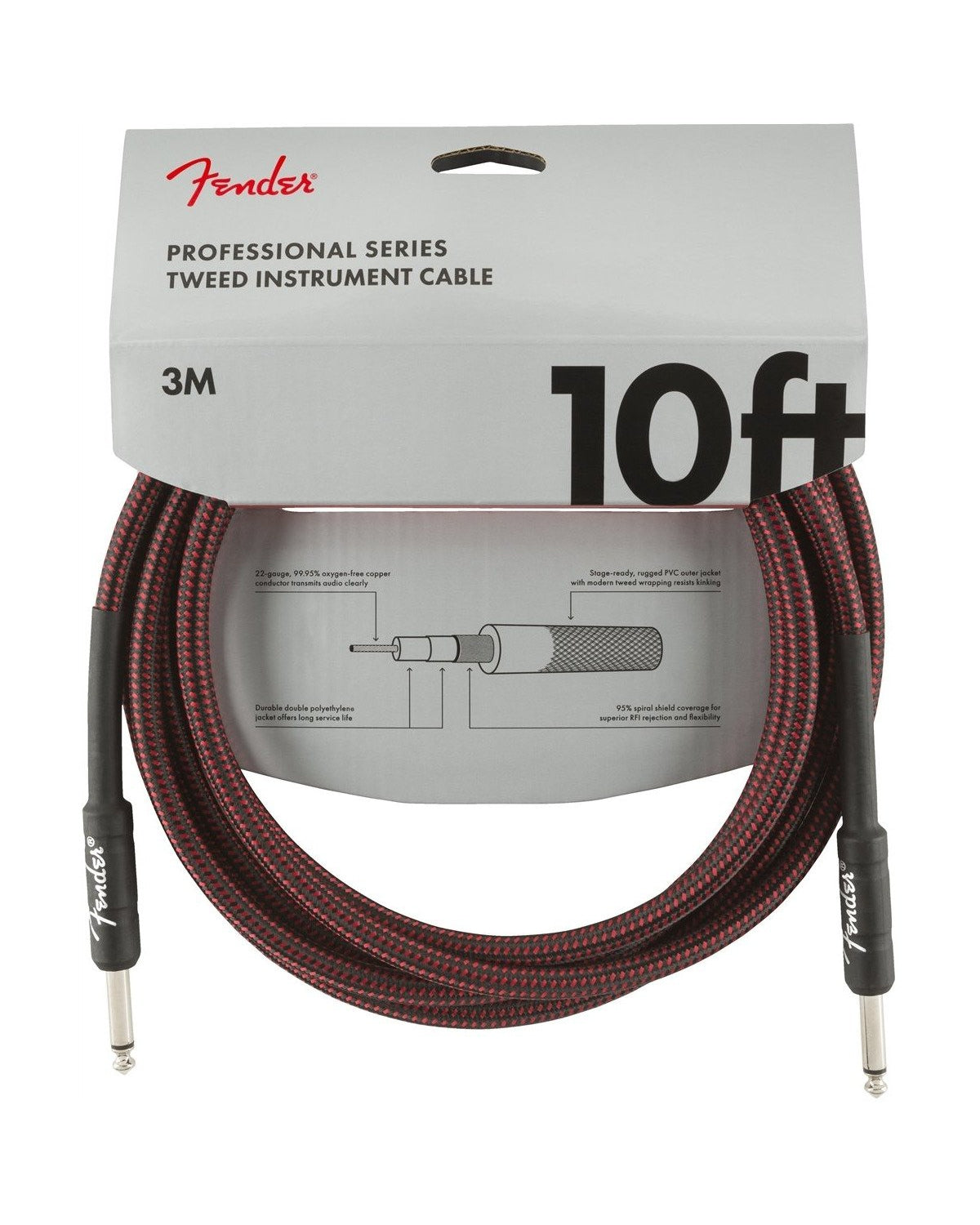 Front of Fender Professional Series Instrument Cable in packaging