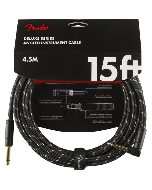 Front of Fender Deluxe Series Instrument Cable in packaging