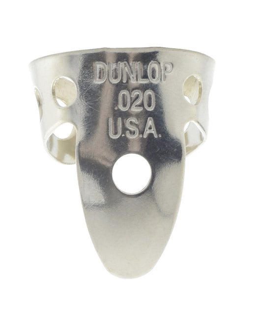 Front of Dunlop Nickel Silver .020" Fingerpick (Adult Size)