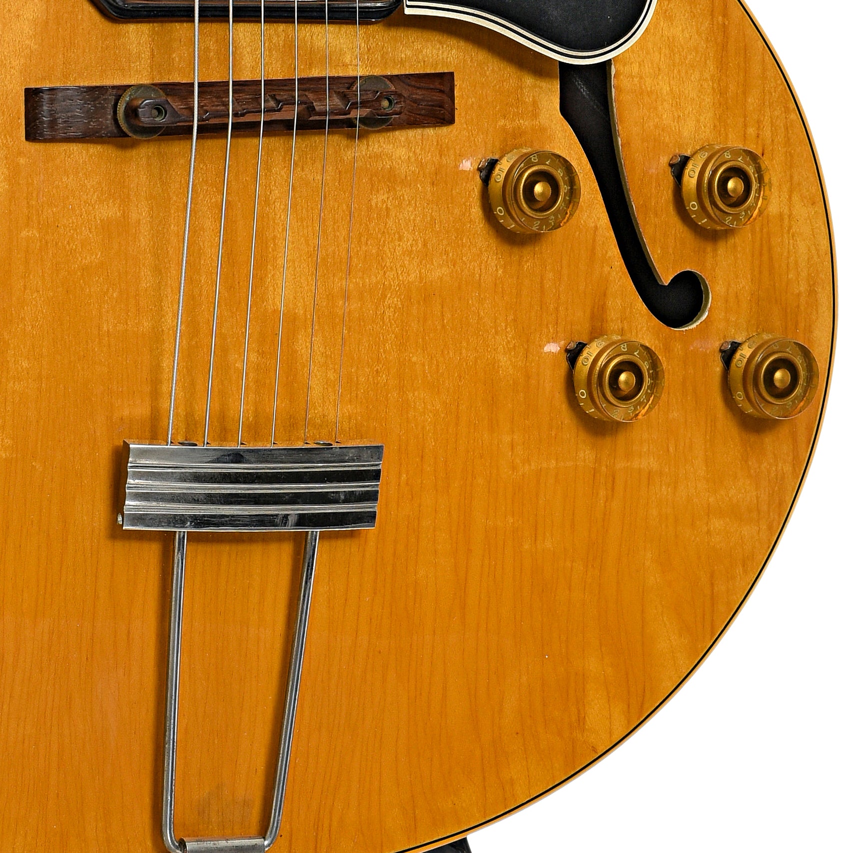 Bridge and controls of Gibson ES-175D Hollowbody Electric Guitar